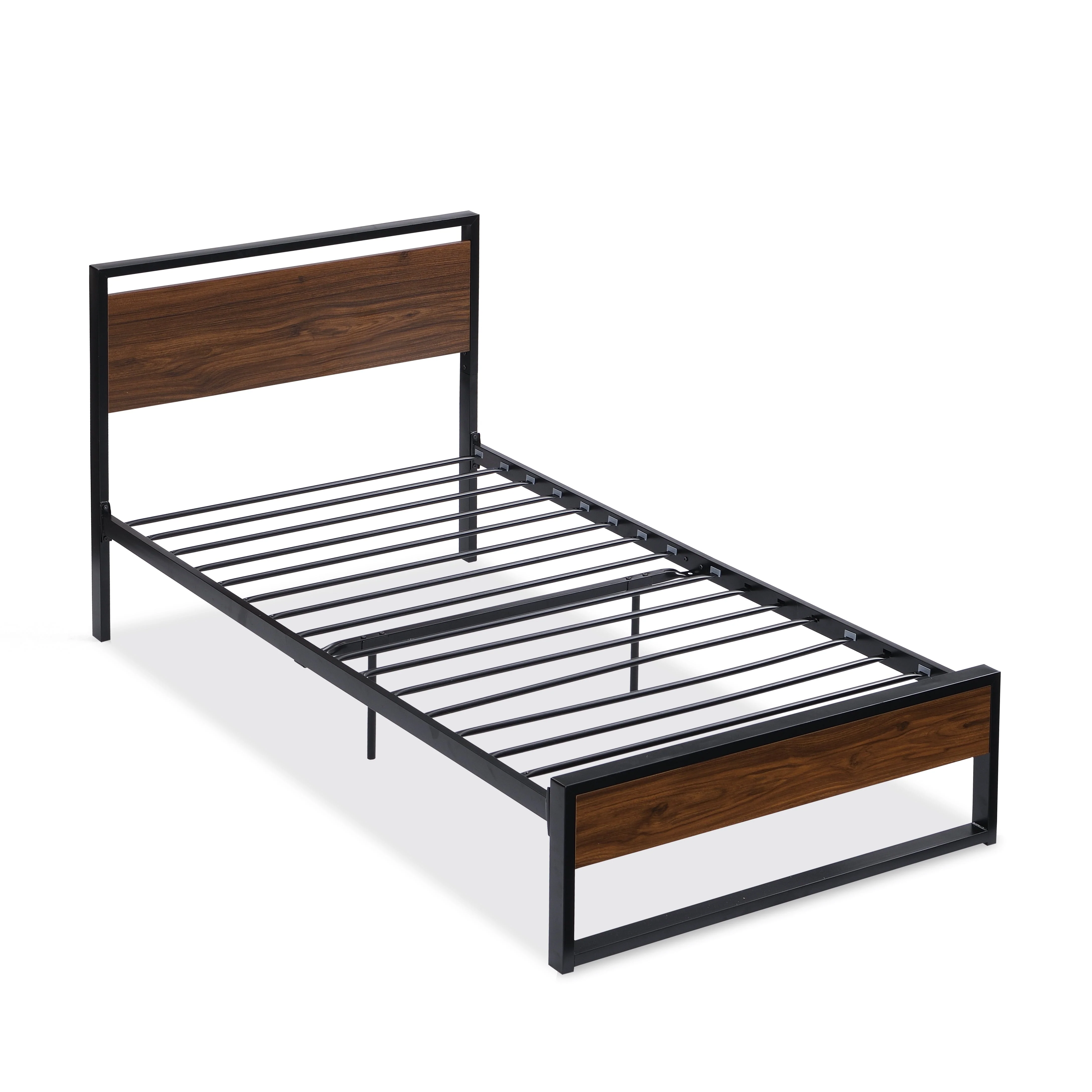 Sesslife Twin Size Bed Frame with Headboard, Bedroom Metal Platform Bed for Kids Teens Adults, Modern Heavy Duty Single Bed Frame, Easy Assembly, Black(Twin)