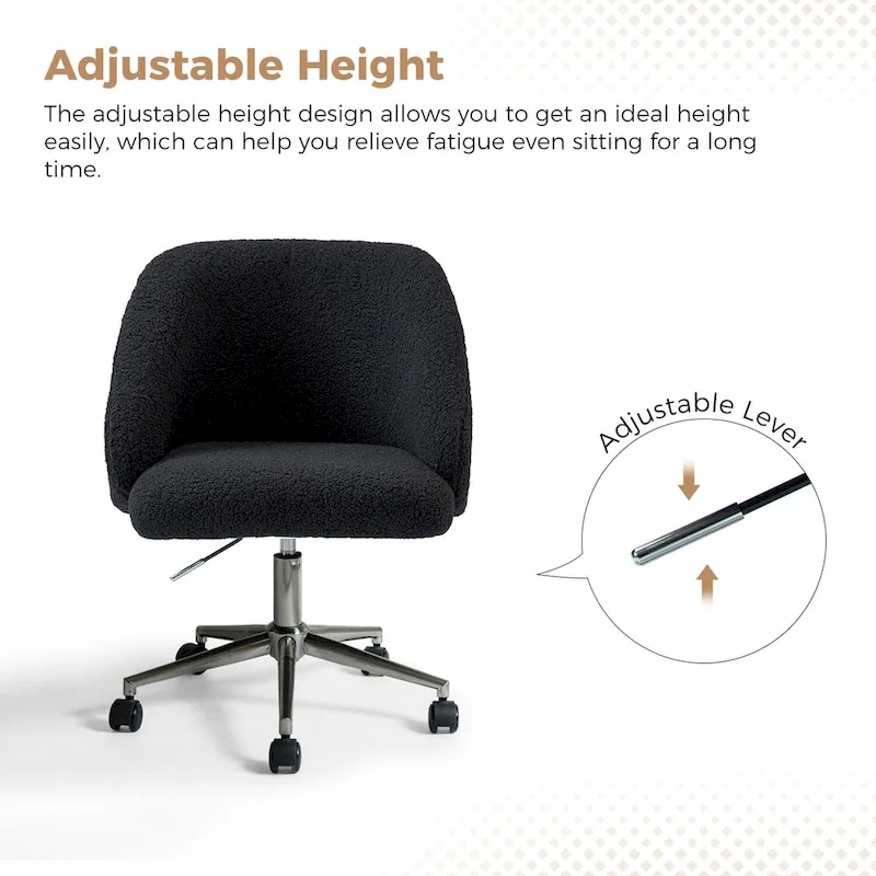 Boucle Swivel Office Chair with Rolling Wheels