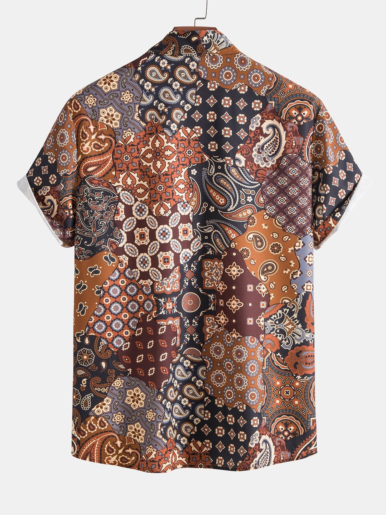 Chemise boutonnée à imprimé patchwork cachemire et short