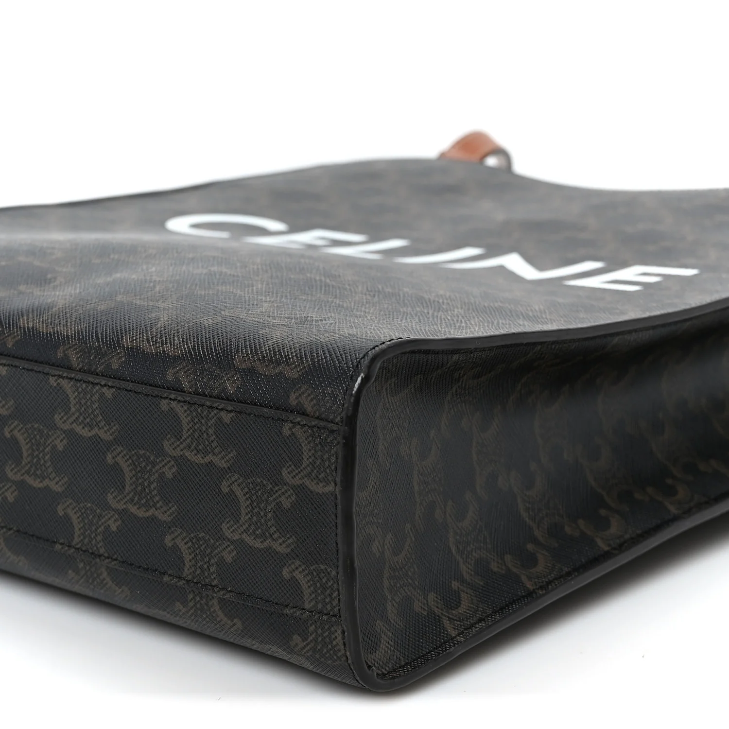 Triomphe Canvas Calfskin Small Vertical Cabas Tan