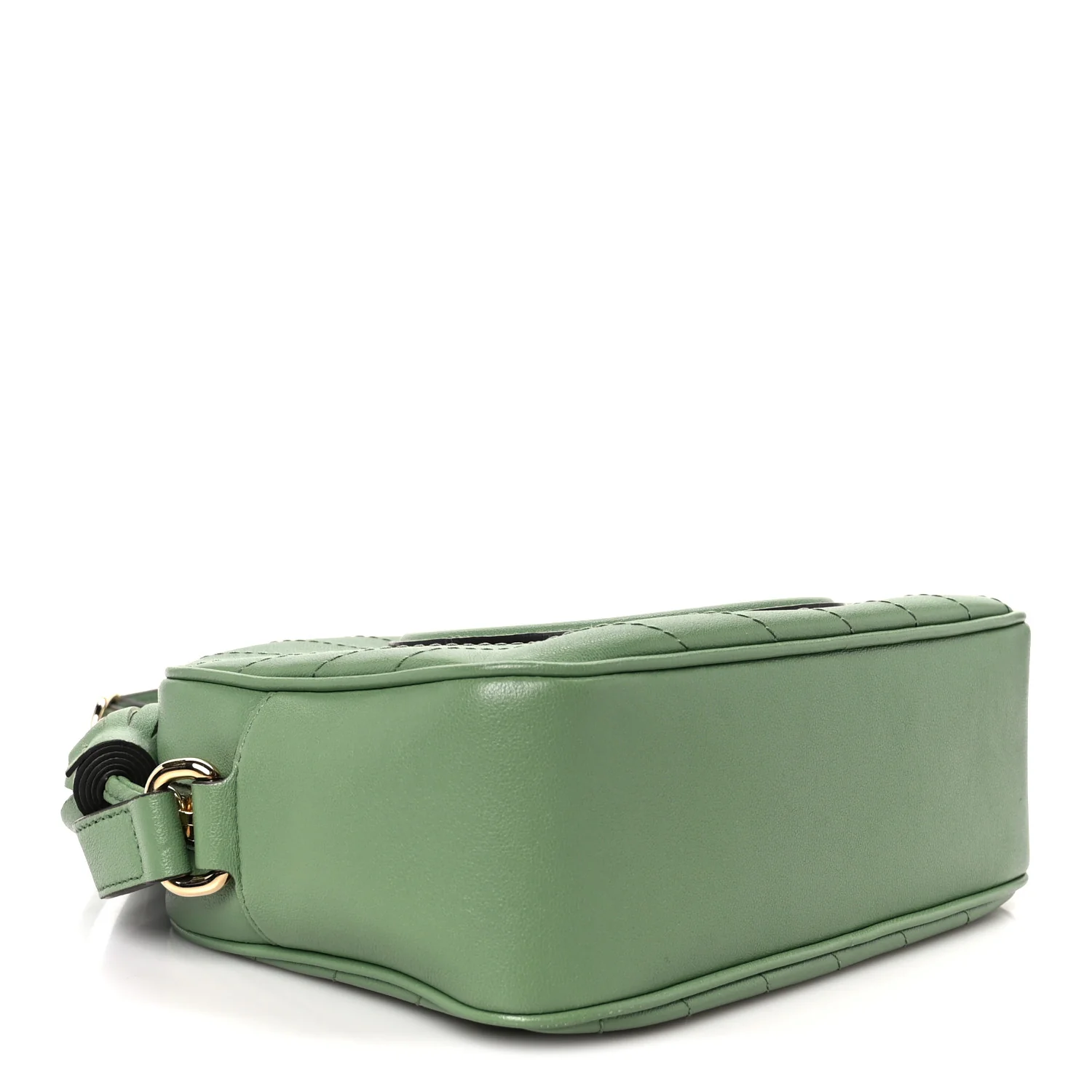 Sakai Be Green Calfskin Diagonal Stitched Small Blondie Shoulder Bag Green Soil Grass