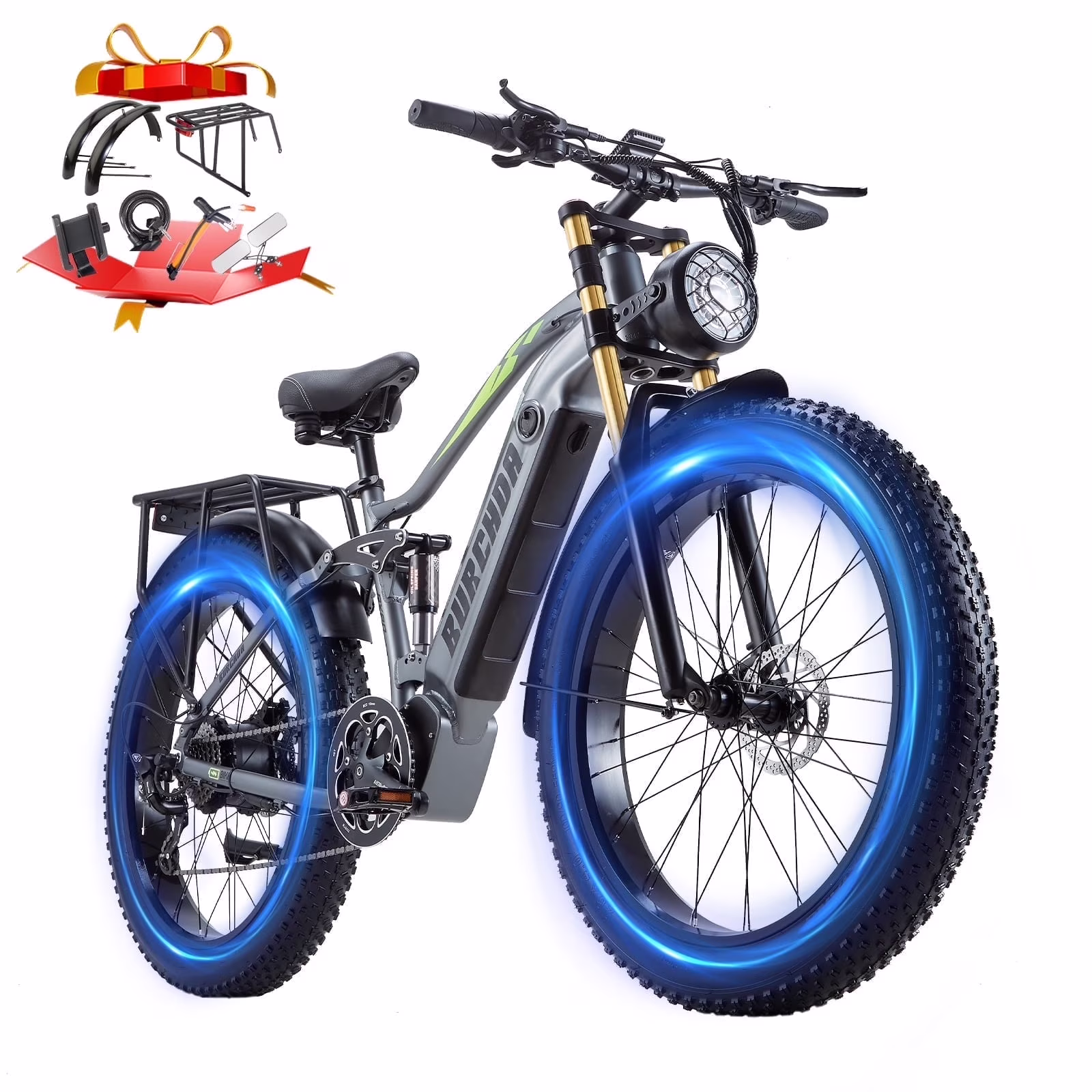 Electric Bike for Adults 26'', 1000W E-Mountain Bike 48V 30/20Ah UL2849 Removable Battery,Fat Tire Ebike up to 30MPH Off Road Beach Snow Electric Bicycles Full Suspension Dual Hydraulic Disc Brakes(RX80 20Ah)