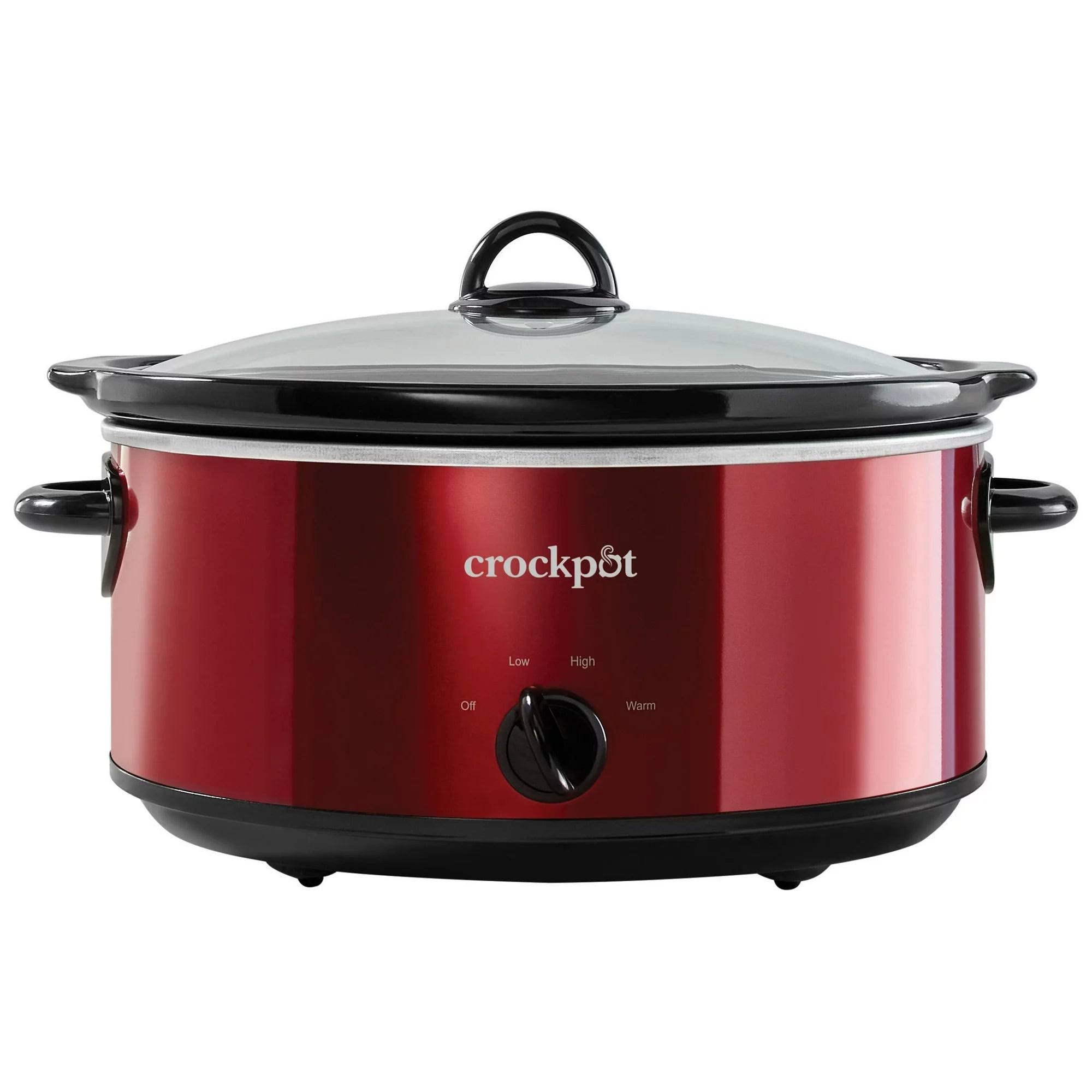 Crockpot 2193798 7-Quart Manual Slow Cooker, Red Stainless Steel