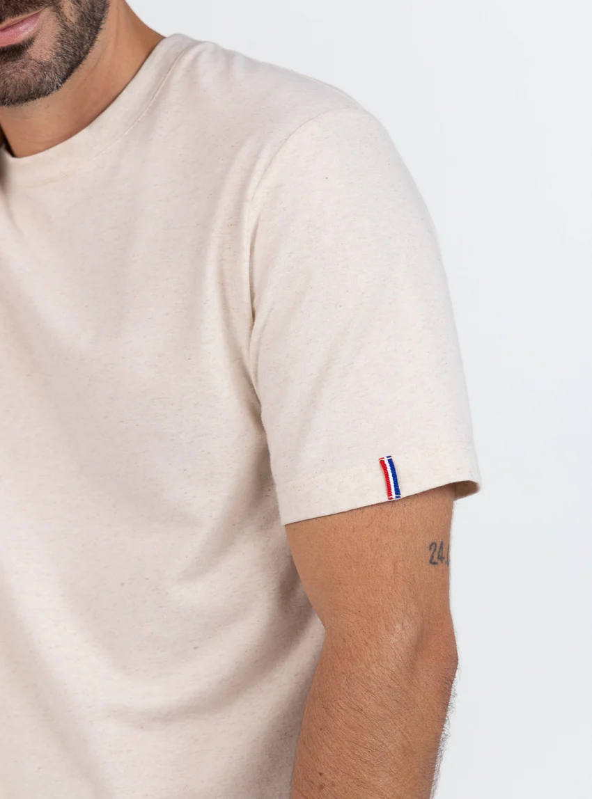 Tee-shirt homme en coton beige lin
