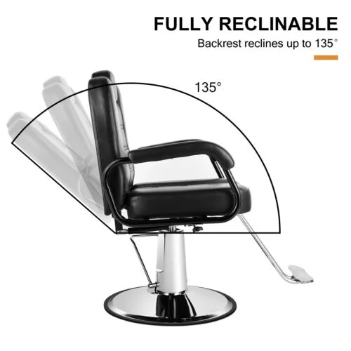 Artist hand Black 360°Barber Chair Heavy Duty Hydraulic Reclining Salon Shampoo Beauty Hair Styling Equipment - MadeInUSA