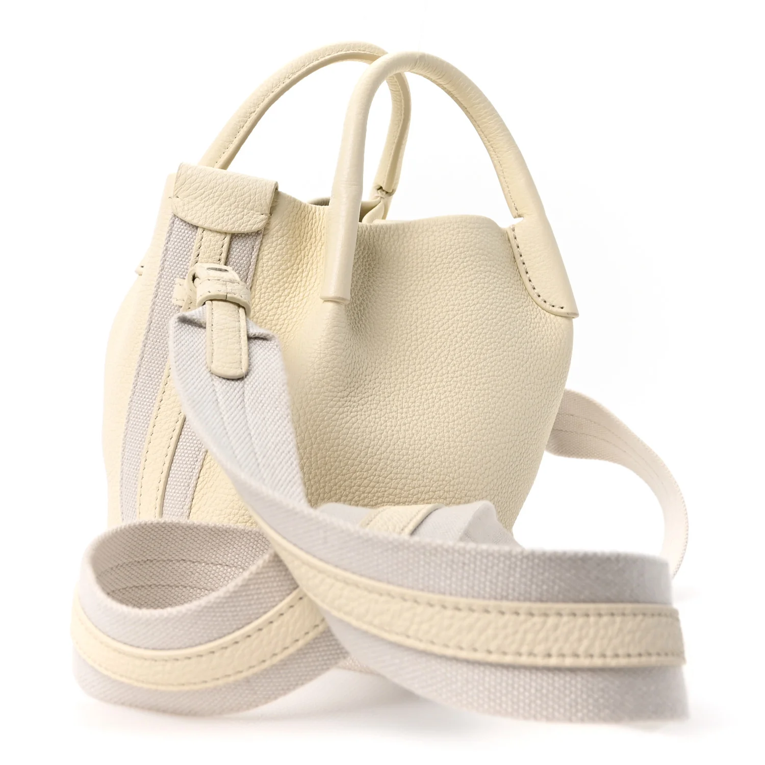 Grained Calfskin Micro Bale Bag Whisper White