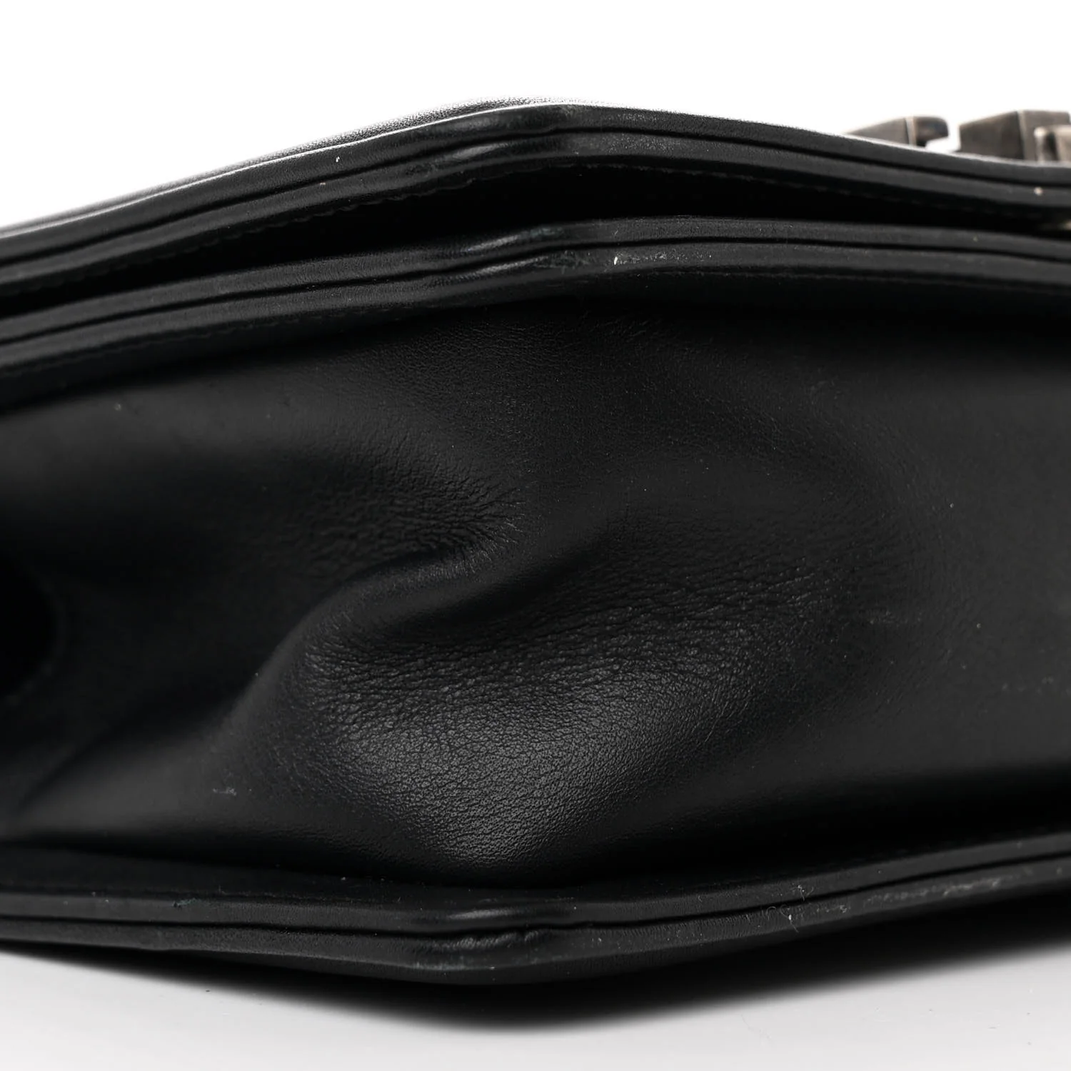 Calfskin Woven Small Boy Flap Black White