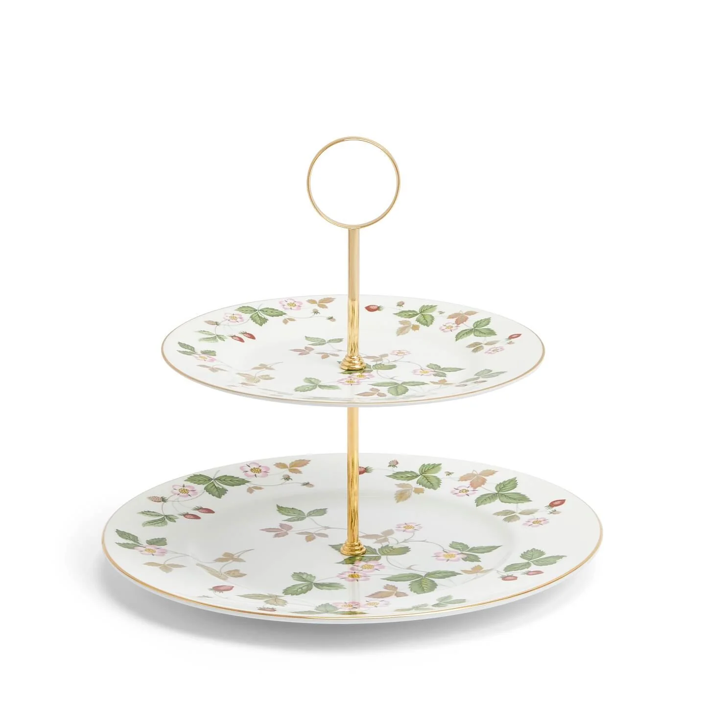 Wild Strawberry Gold 2 Tier Cake Stand Large