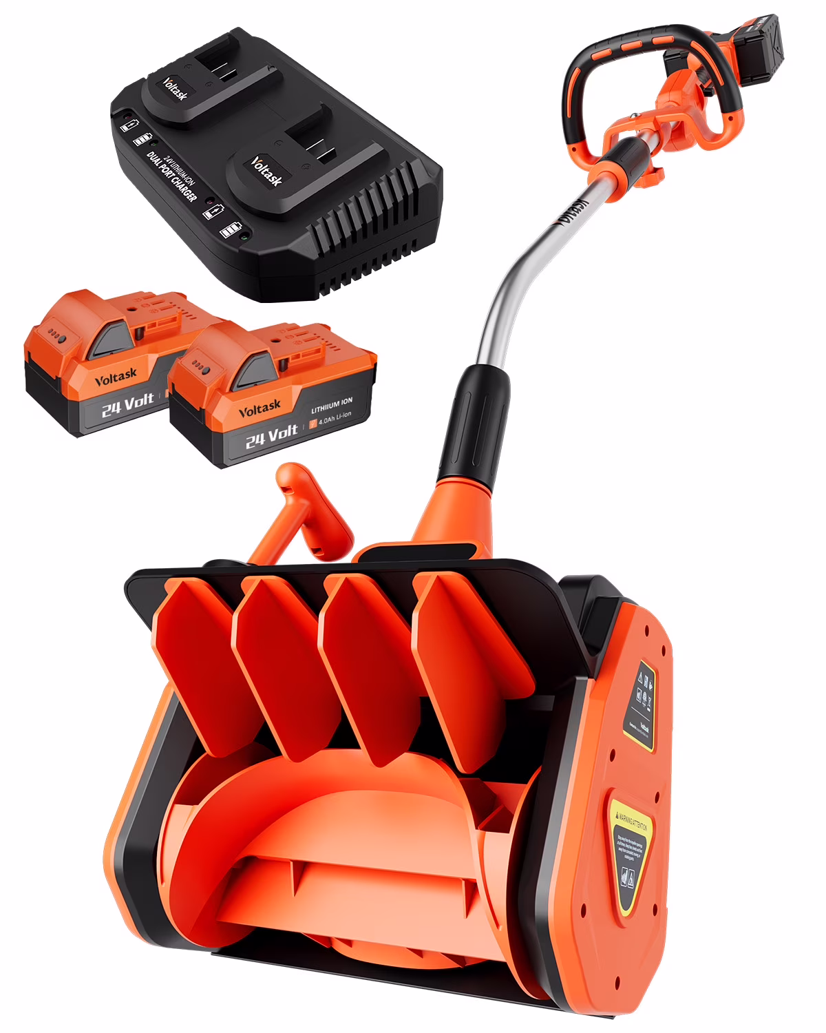 VOLTASK Cordless Snow Shovel, 48V | 13.5 - Inch Cordless Snow Blower, Battery Snow Blower with Directional Plate (2 * 24V Battery & Dual Quick Charger Included)