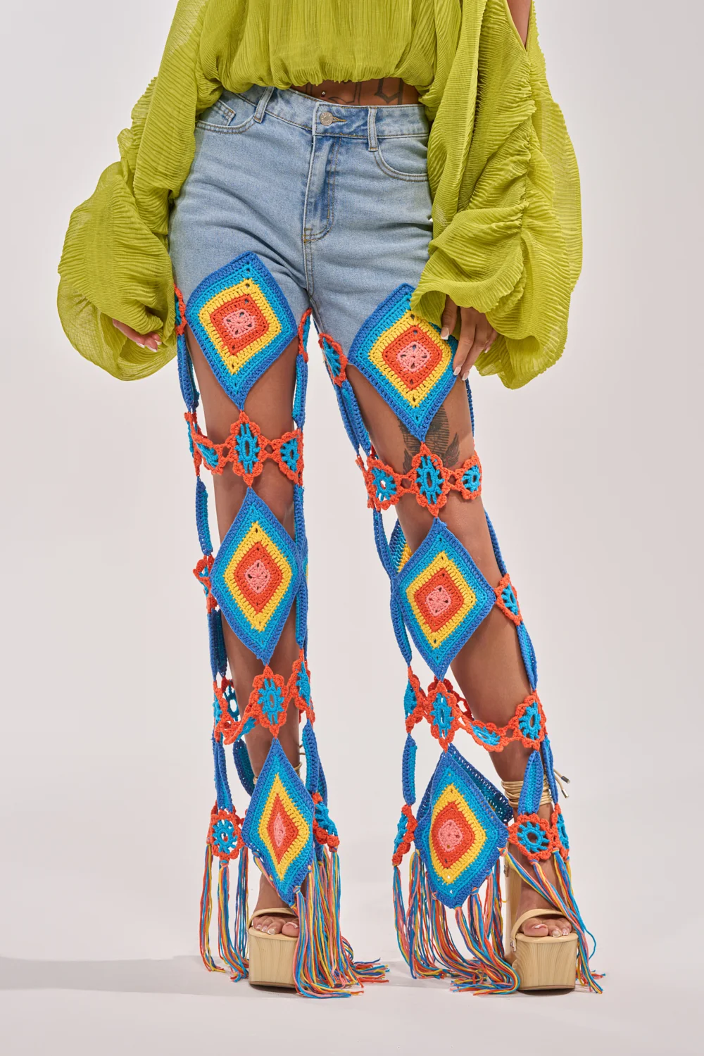 OUT OF OFFICE CROCHET DENIM JEANS - Akira Store