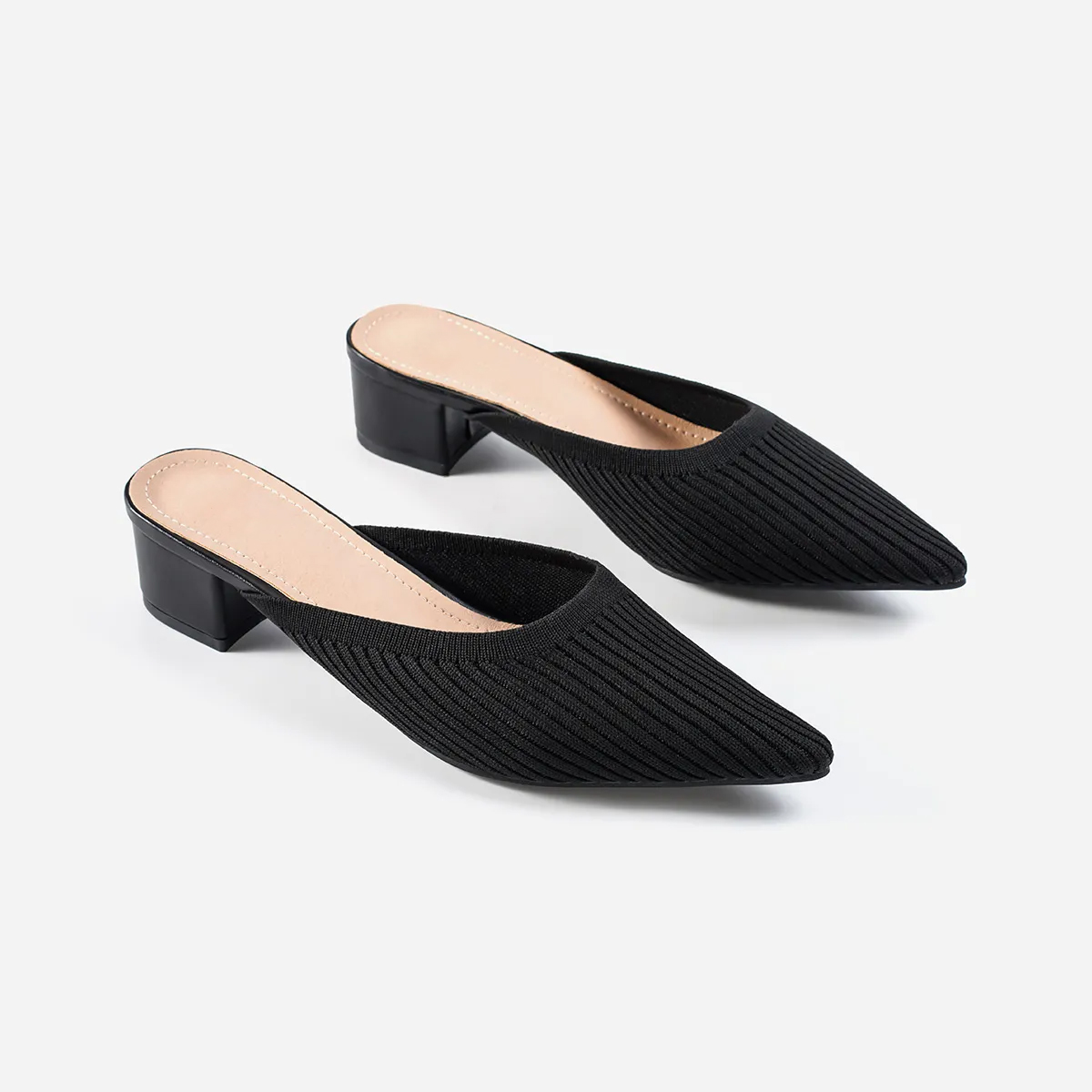 Mules à bout pointu pour femmes, chaussures plates respirantes en maille à enfiler