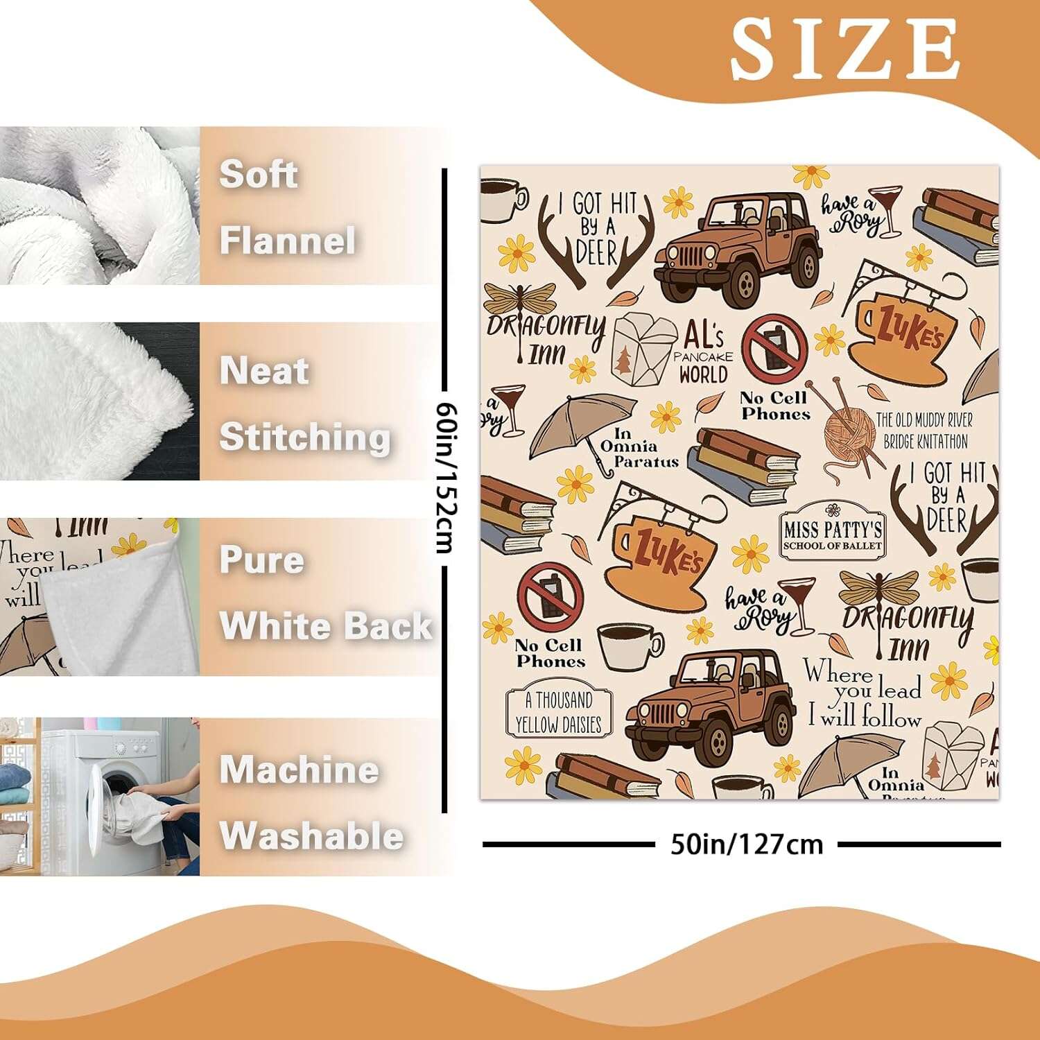 Vintage Gilmore Flannel Throw Blanket, Retro Truck Books Coffee Kids Girls Women Birthday Gifts Ideals, Funny Luke