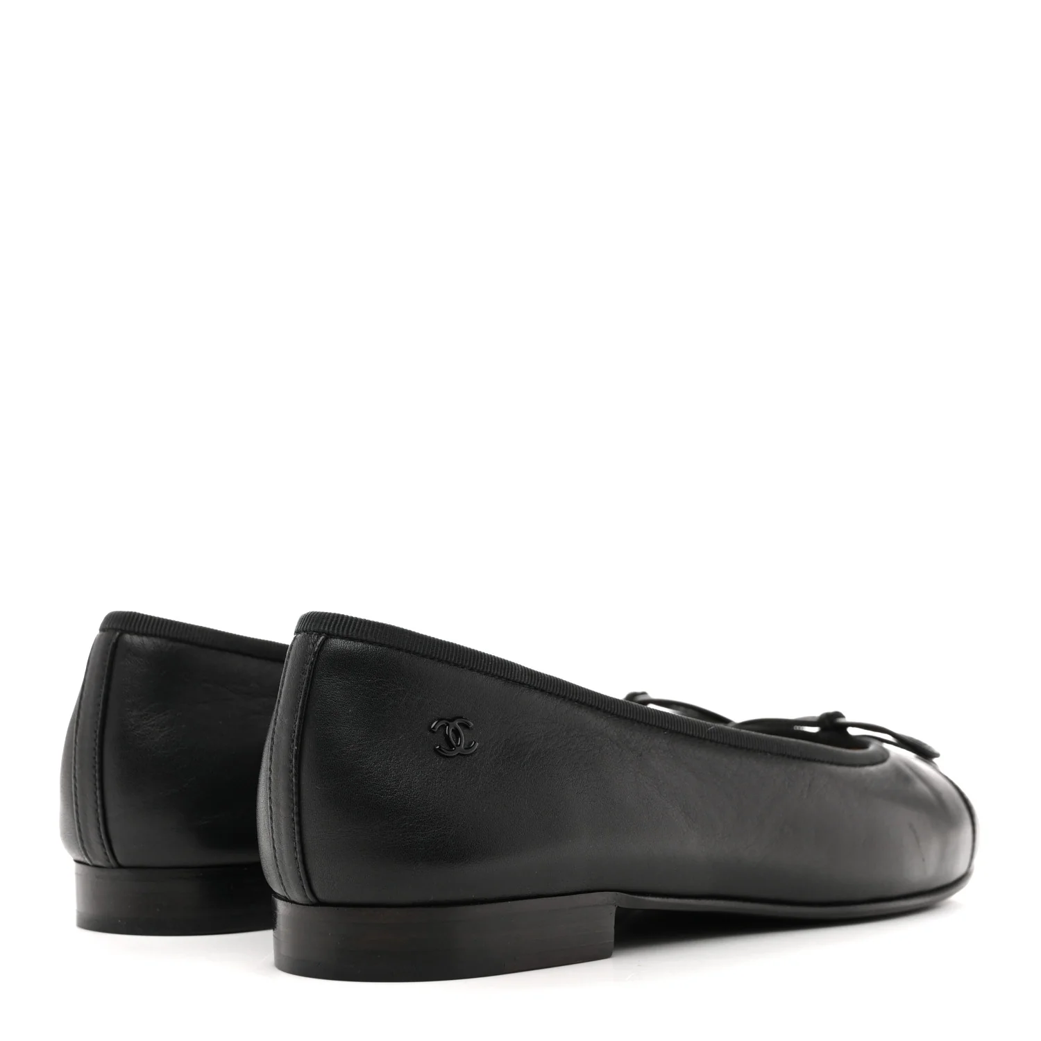 Lambskin Cap Toe CC Uniform Ballerina Flats 37 Black