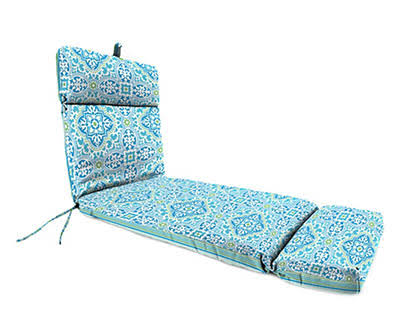Jordan Manufacturing - Ferb Turquoise Medallion & Stripe Reversible Outdoor Chaise Lounge Cushion