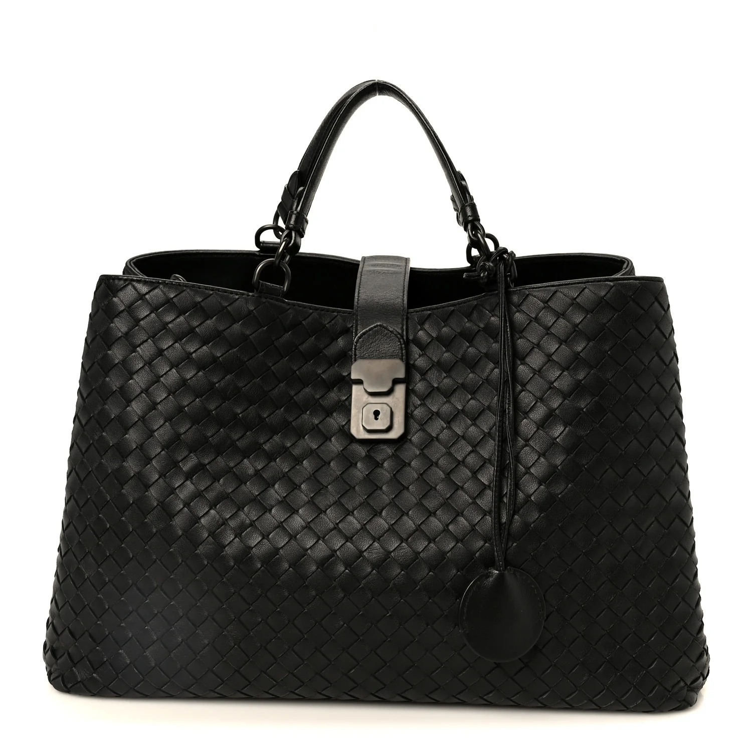 Nappa Intrecciato Large Roma Tote Black