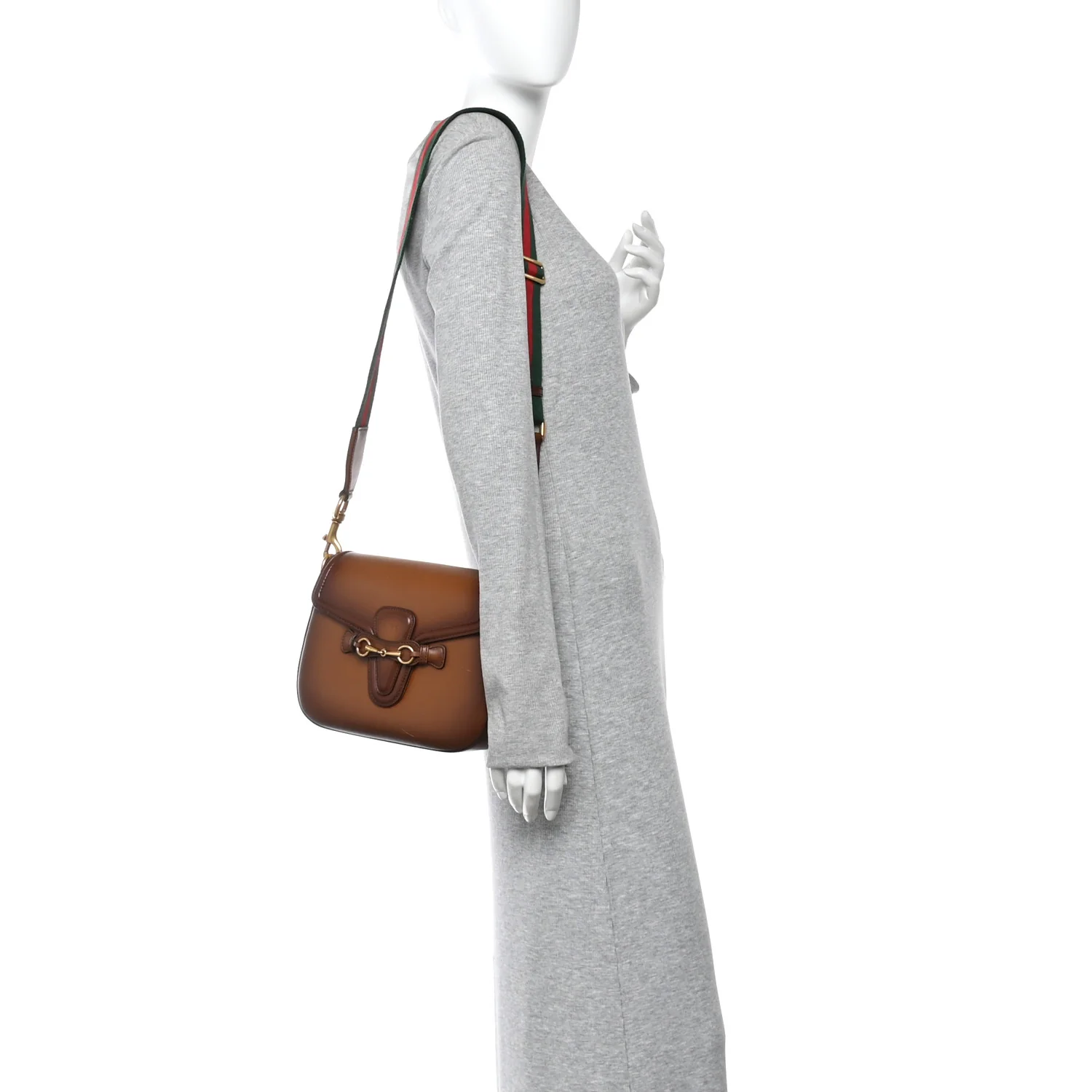 Calfskin Medium Lady Web Shoulder Bag Cuir