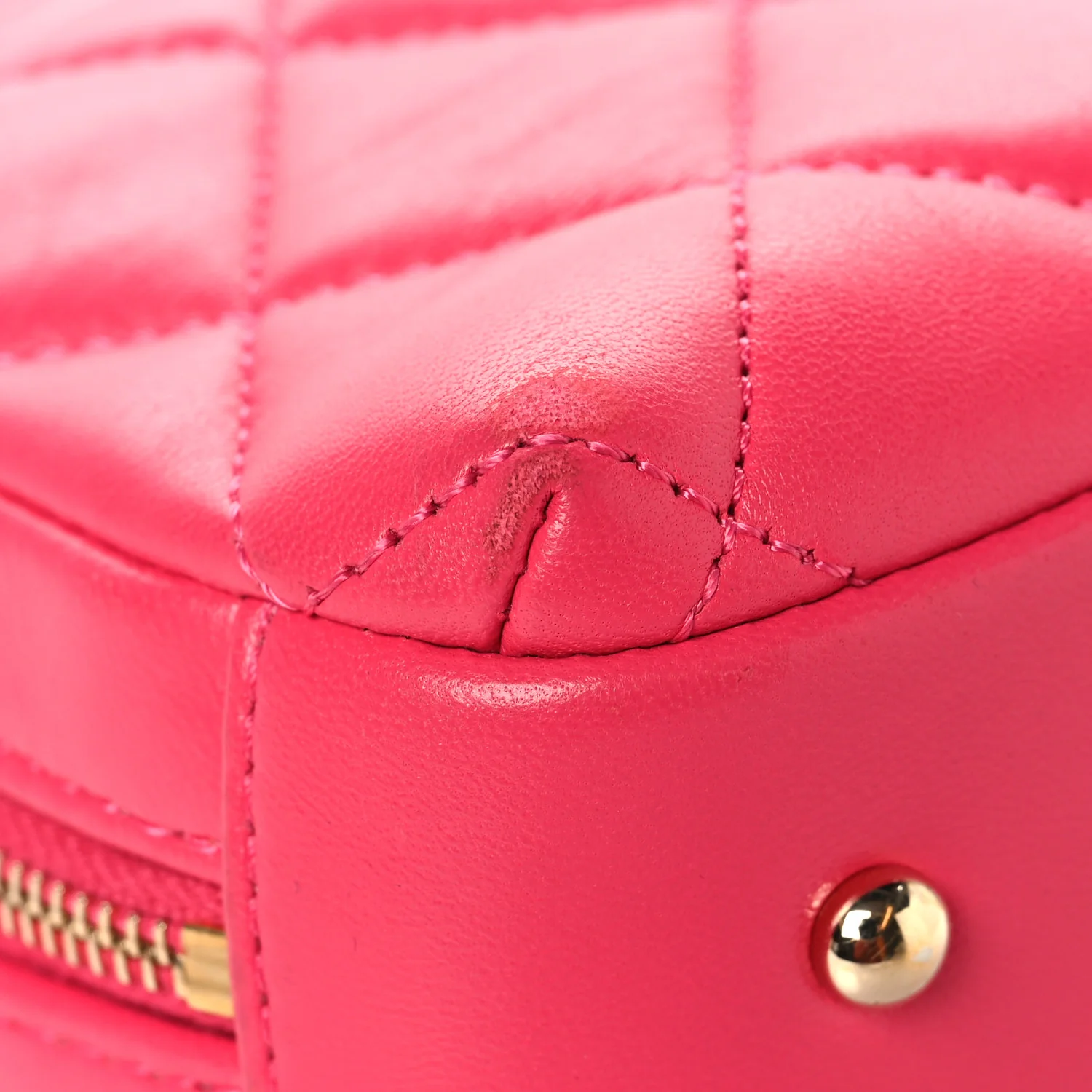 Lambskin Quilted Small Trendy CC Bowling Bag Pink
