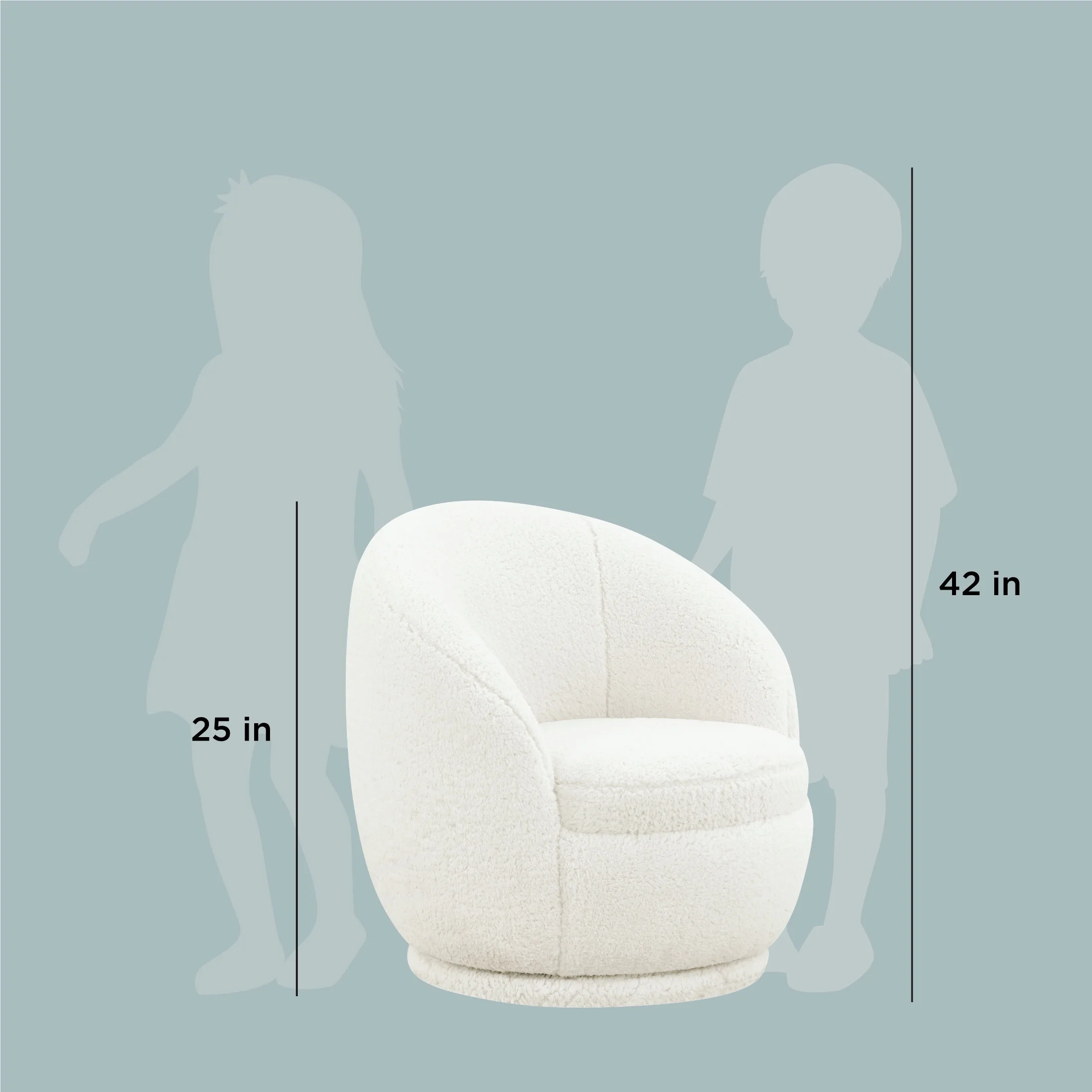 Mira Kids Swivel Chair, Cream Faux Shearling(Cream) - Image 6