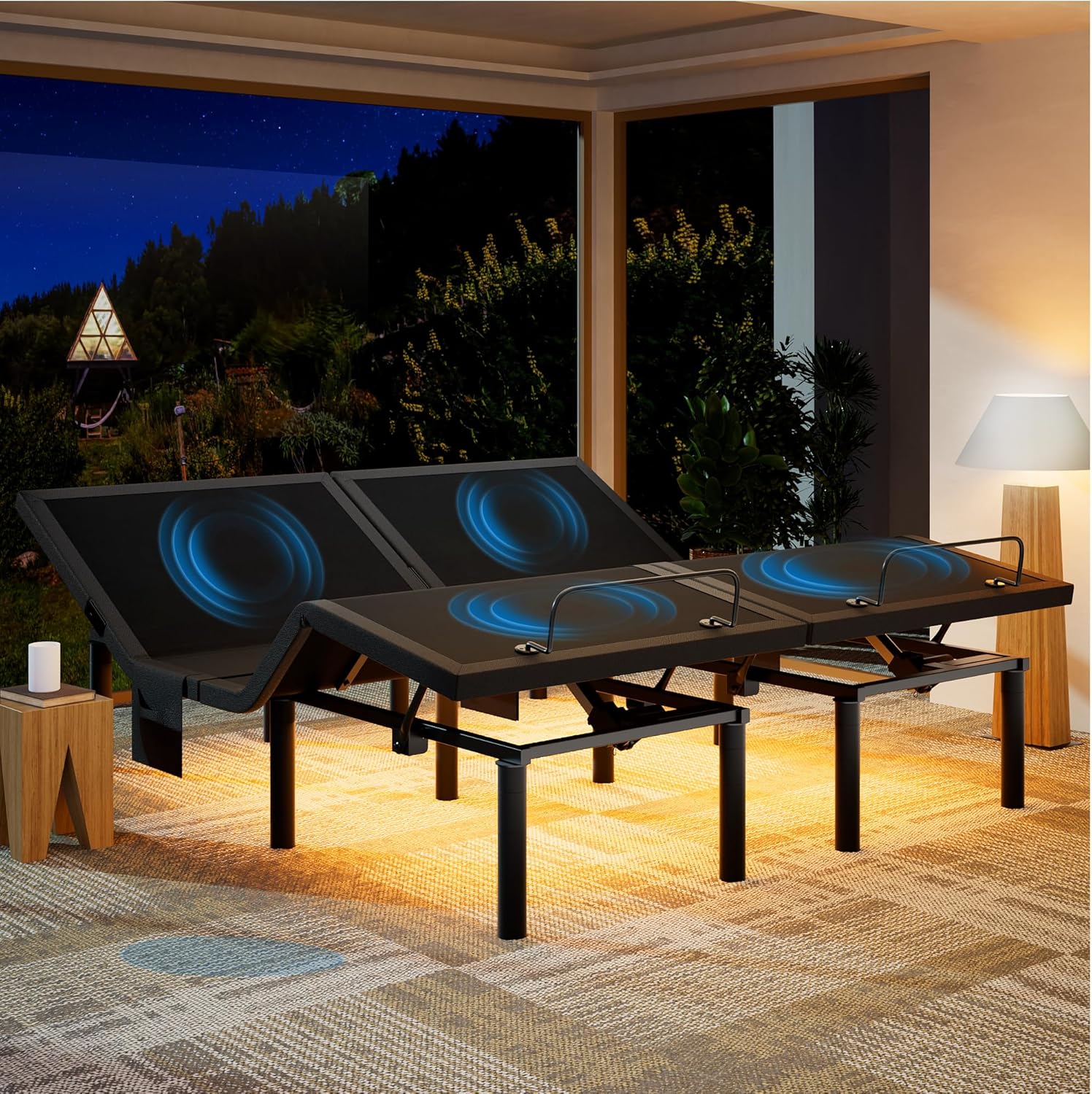 Marsail NS1 Split King Adjustable Bed Base with Massage- Smart Dual Motor Bed Frame with Wireless Remote, 3-Min Assembly, 4 USB Ports, Zero Gravity & Anti-Snore Mode