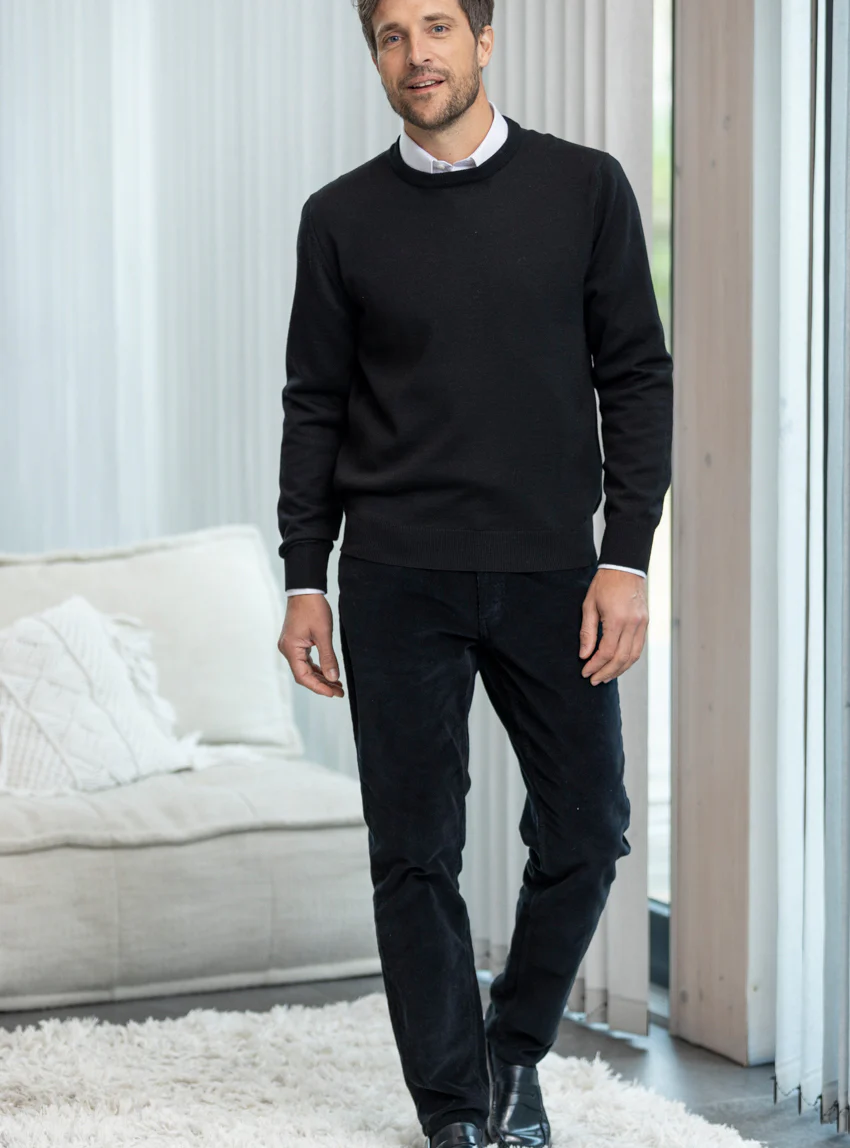 Pantalon homme velours côtelé en coton Noir Anthracite