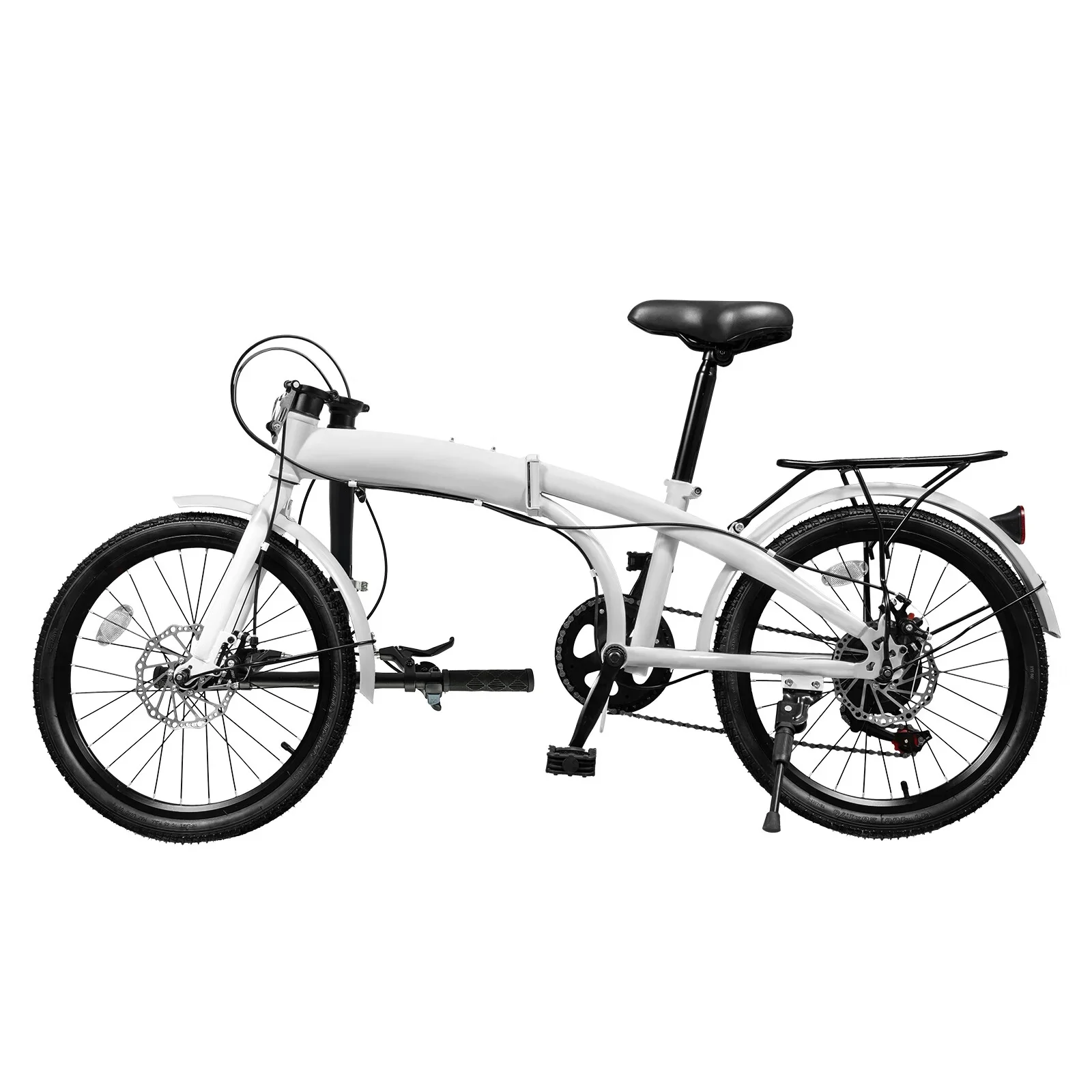 LOYALHEARTDY 20 Folding Bike 7-Speed Unisex Mountain Bicycle Adjustable Height MTB City Bike for Adult Teenager High Carbon Steel Foldable Bicycle for Riding Traveling w/Dual Disc Brakes & Fender