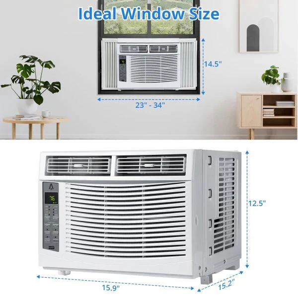Window Air Conditioner with Reusable Filter & Controls, 6000 btu 115V~, Suitable for 250 Sq.ft