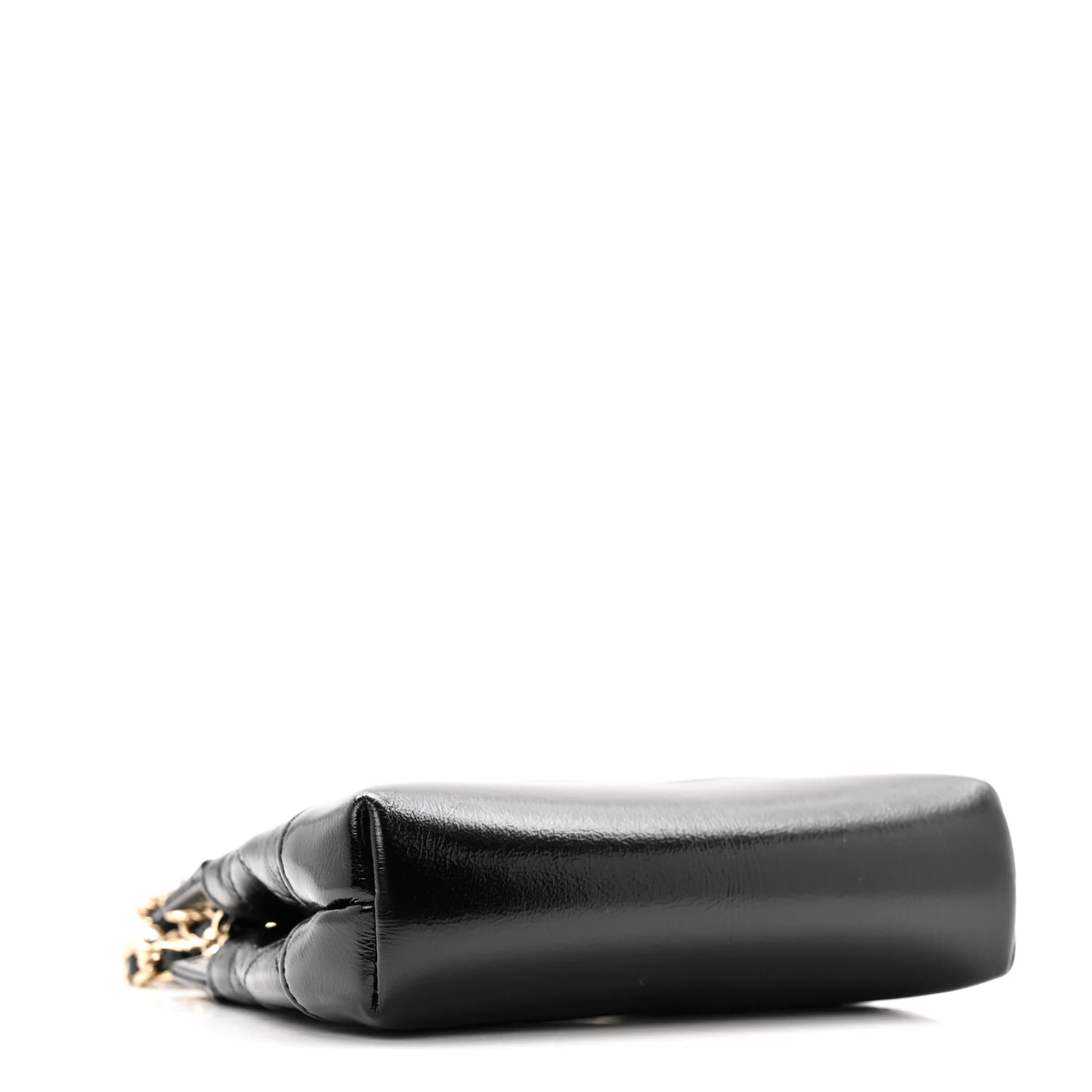 Shiny Lambskin Quilted Micro 31 Clutch With Chain Black