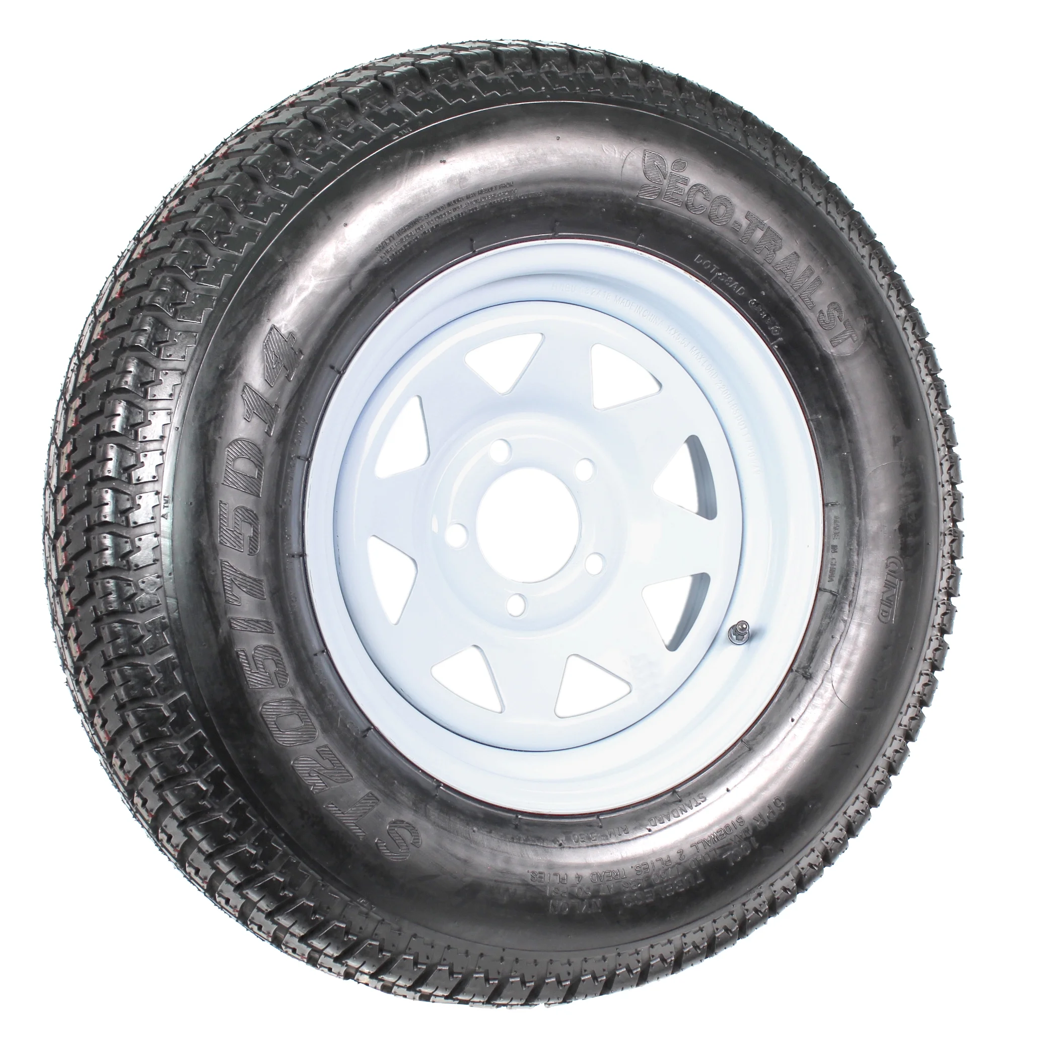 Ecustomrim 2 - Pack Trailer Tire on Rim ST205/75D14 205/75 D 14 In. LRC 5 Hole White Spoke