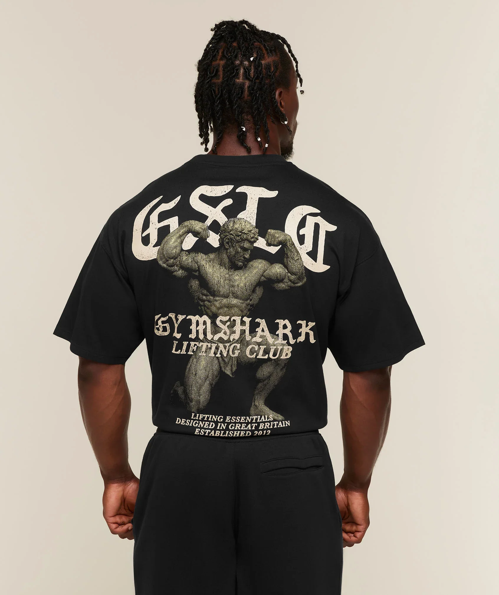 Lifting Statue Graphic T-Shirt - Black