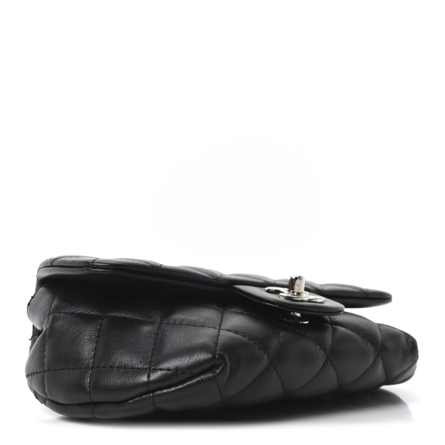 Calfskin Quilted CC Uniform Flap Belt Bag Black
