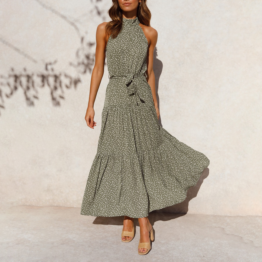 Robe dos nu à pois décontractée et tendance