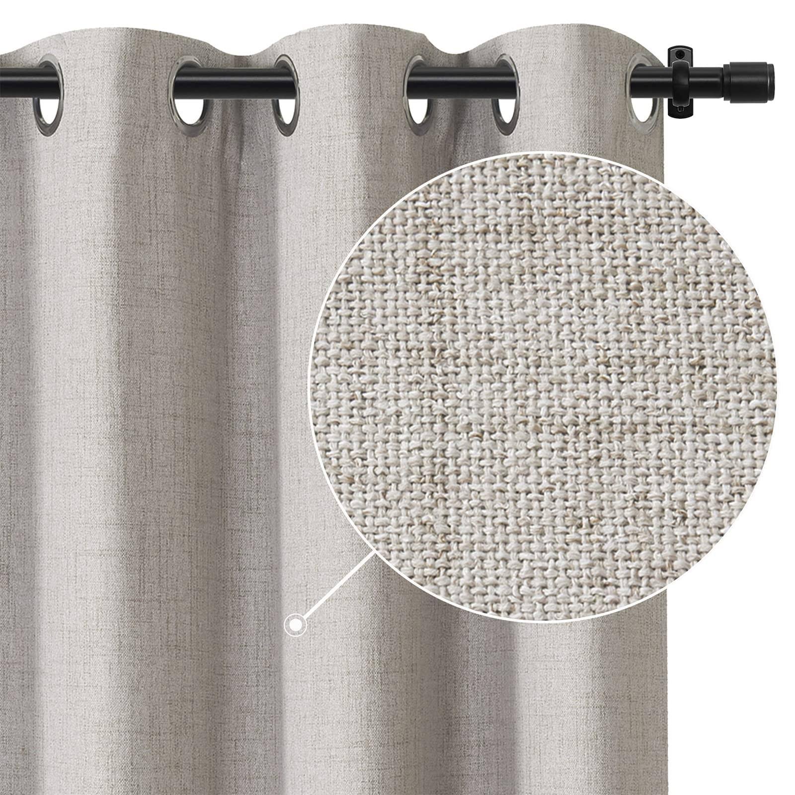 Rose Home Fashion 100 Linen Blackout Curtains 84 inch Length 2 Panels Set Linen Textured Look Drapes with Blackout Liner, Curtai