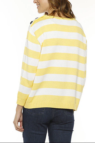 Pull marinière français - JAUNE CITRON