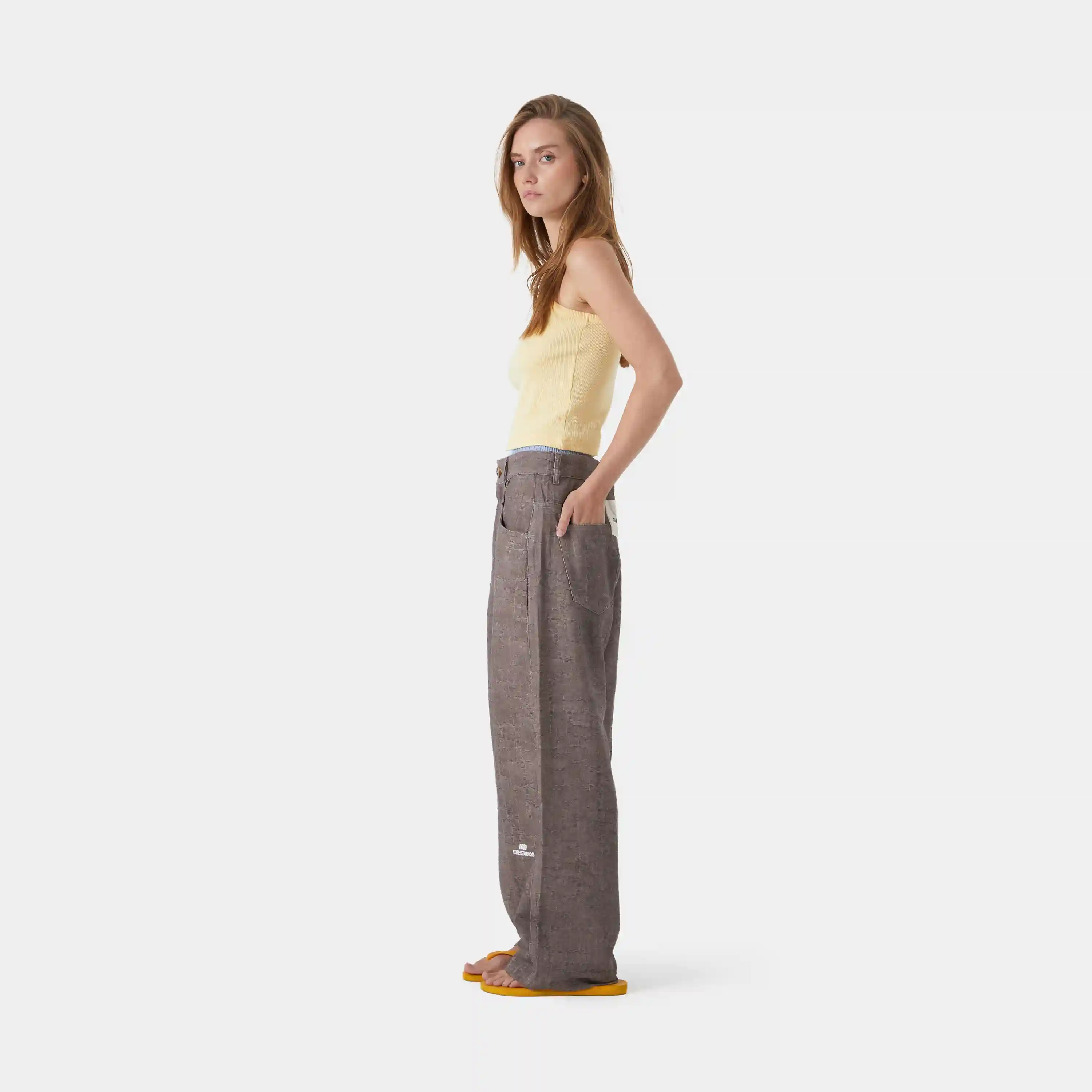 Frayed Brown Baggy Pants