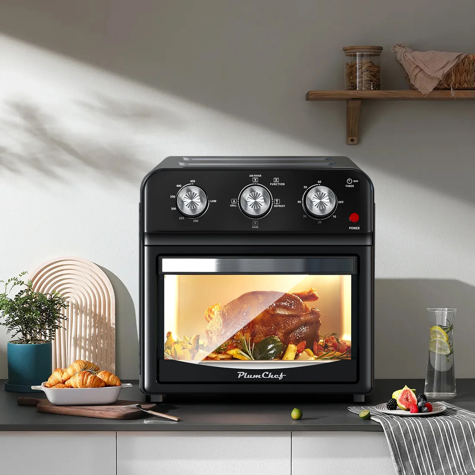 12 Quart 4 Slices Air Fryer Convection Toaster Oven, 1500W, 4 Cooking Modes, 7 in 1 Multifunction with Roast, Bake, Grill, Broil, Toast, Dehydrate, Defrost, Stainless Stee(GA13S) Image 5