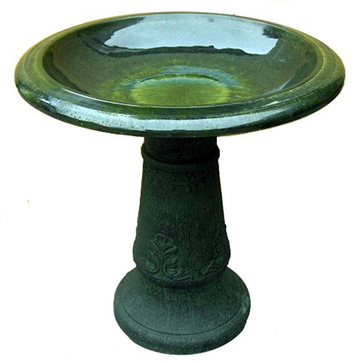 Exaco Florentine Marbleized Bird Bath, Green