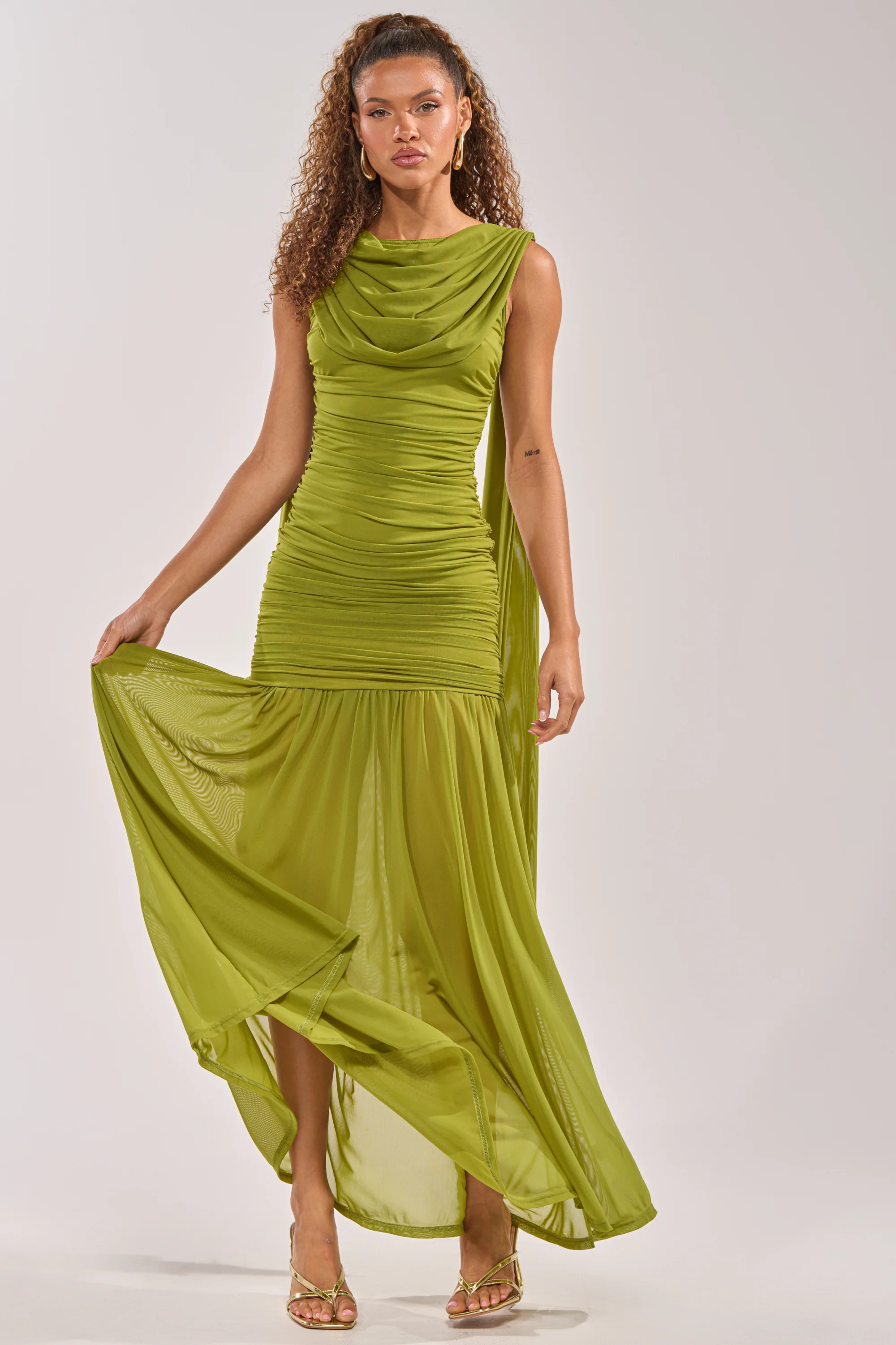 TRENDSETTER ENERGY LAYERED MAXI DRESS IN GREEN - Akira Store