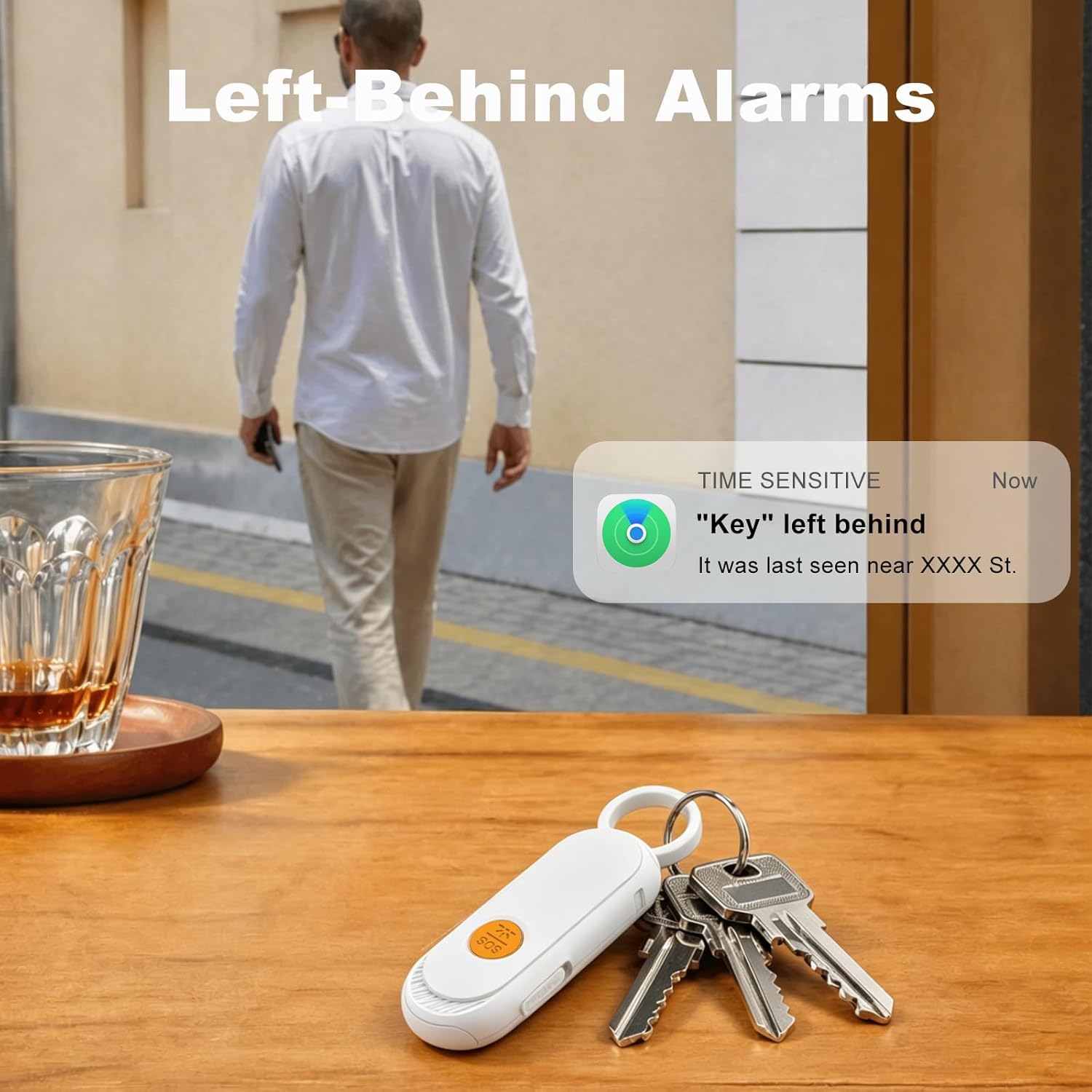 Personal Safety Alarm, GPS Tracker Keychain with Apple Find My & Google Find My Device, Real Time Location, 120dB Siren & SOS Strobe Light, for Women Kids Seniors, iOS & Android, White