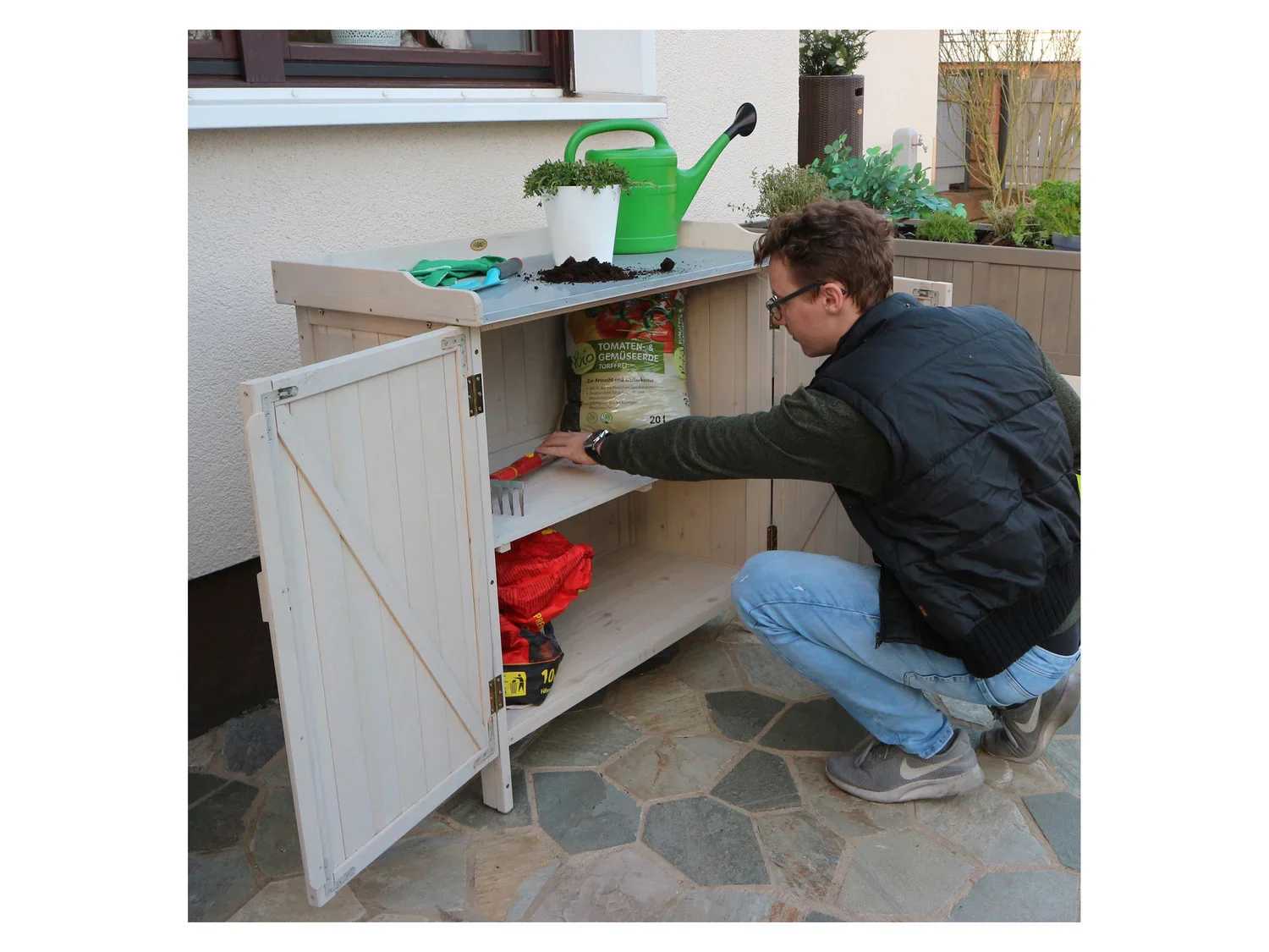 HABAU Table de jardin avec meuble bas, 98 x 48 x 95 cm