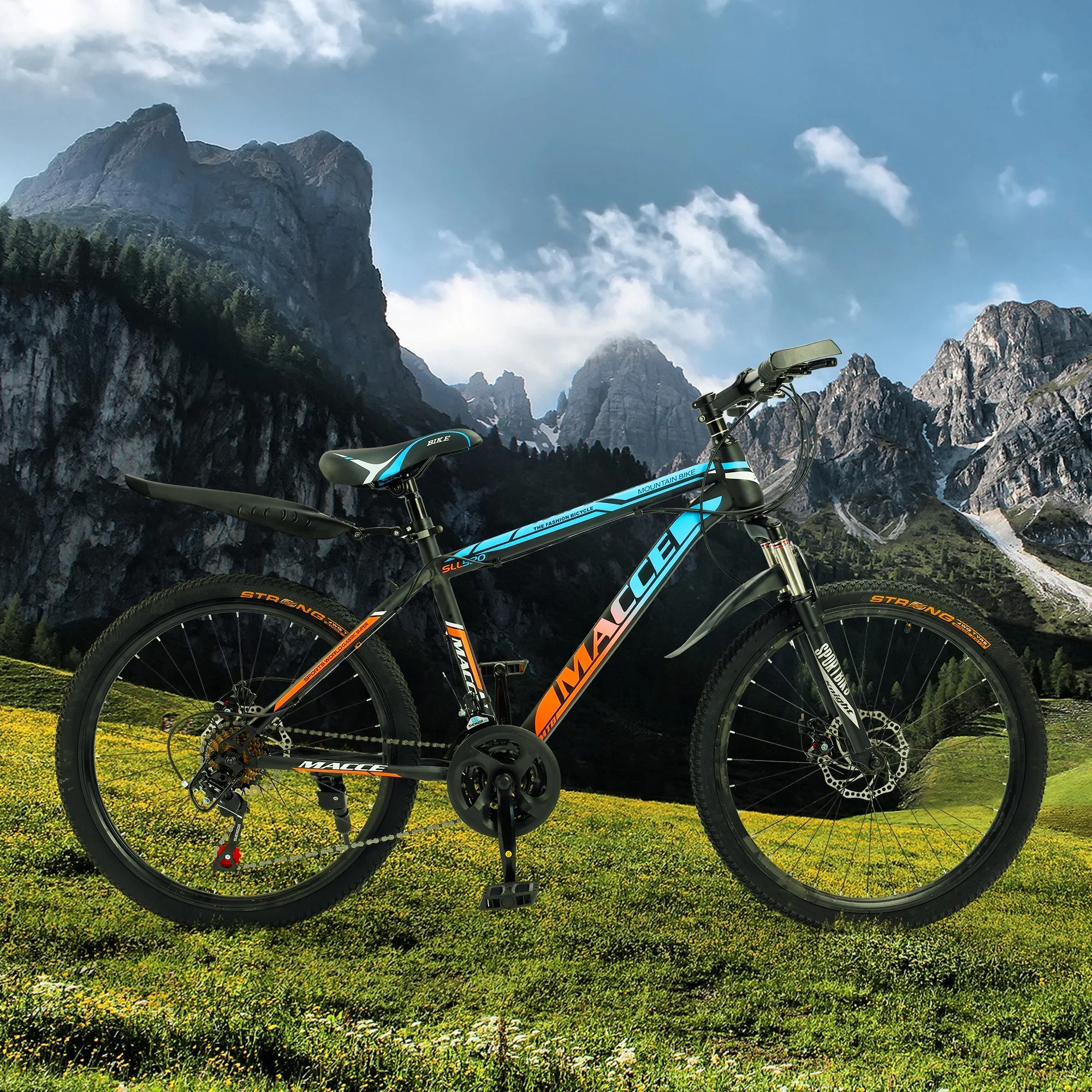 ARTUDATECH 24 26 27.5 Inch Mountain Bike, 24 Speeds with V/Disc Brakes High-Carbon Steel Frame Mens Womens Mountain Bike, Front Suspension MTB Bicycle for Adult & Teenagers