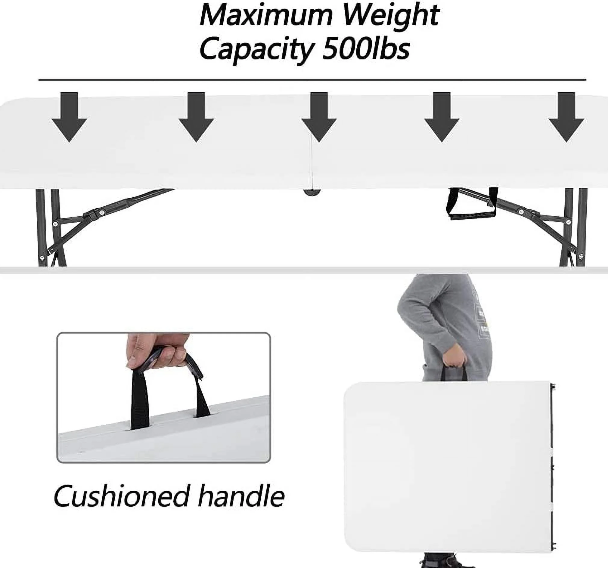 Folding Half Portable Foldable Table for Parties Backyard Events (White, 6 FT 70 * 29) (White, 6 FT) - Image 4