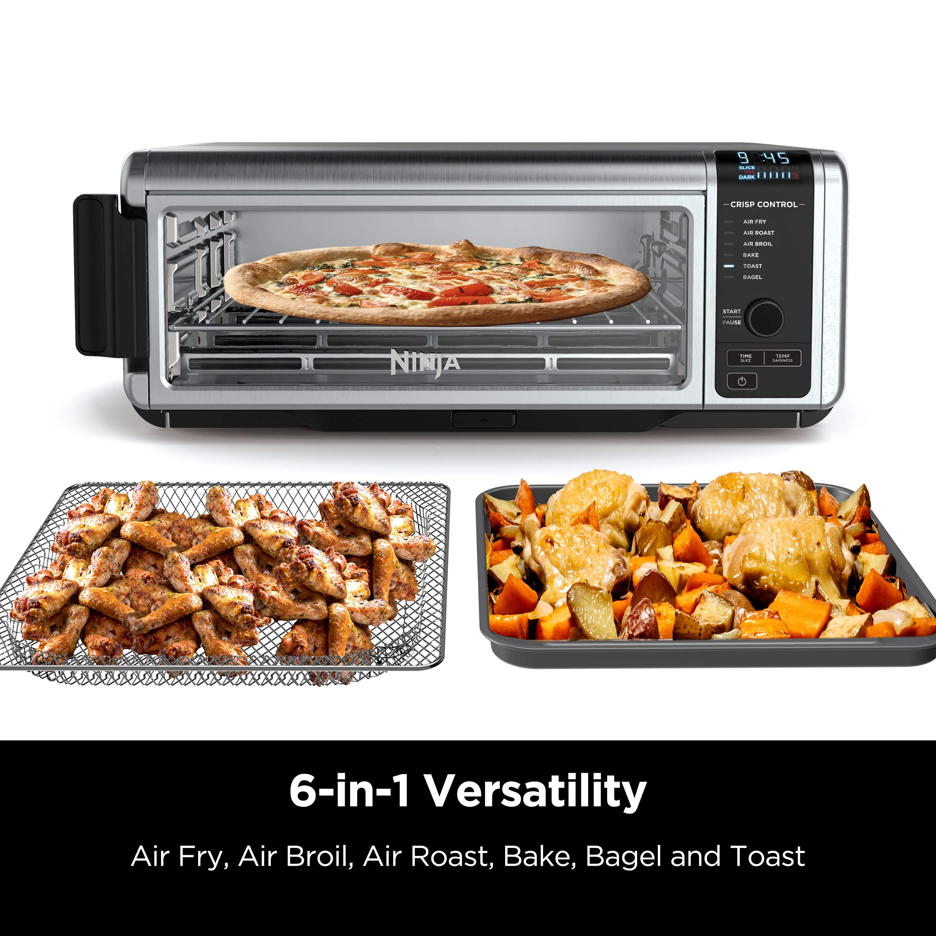 Foodi 6-in-1 Digital Air Fry Oven, Air Fryer, Convection Oven, Toaster, with Digital Crisp Control Technology, Compact Size, Stainless, SP080 - Image 3
