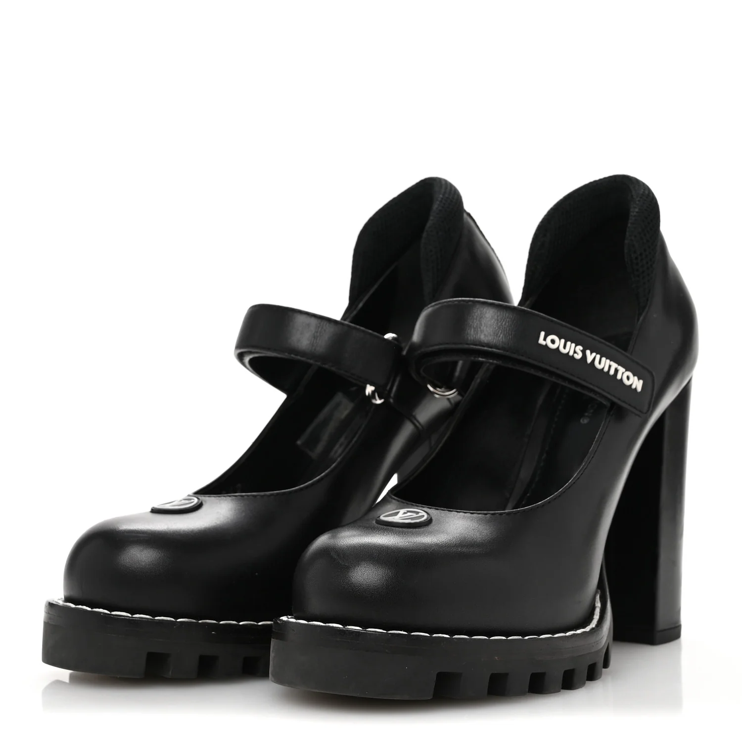 Calfskin Star Trail Ankle Pumps 37 Black