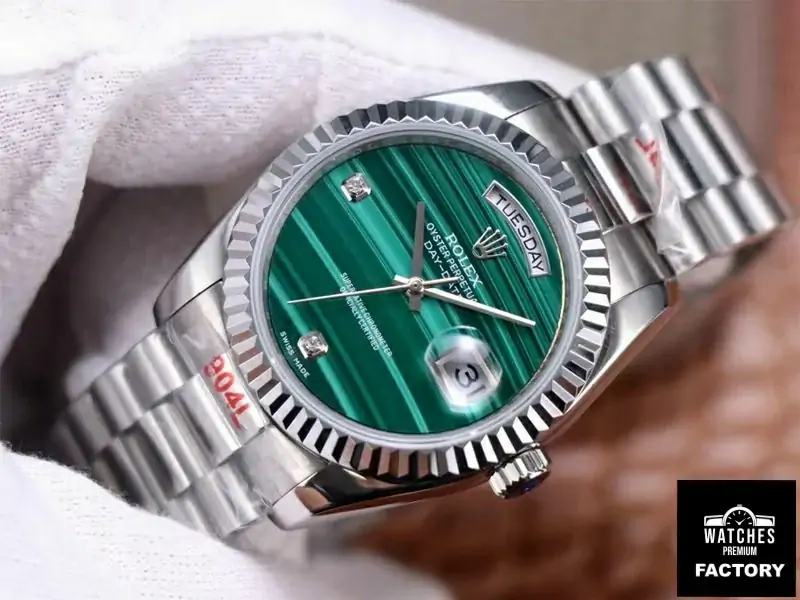 Rolex President Day Date 18038 Malachite Green Diamond Dial