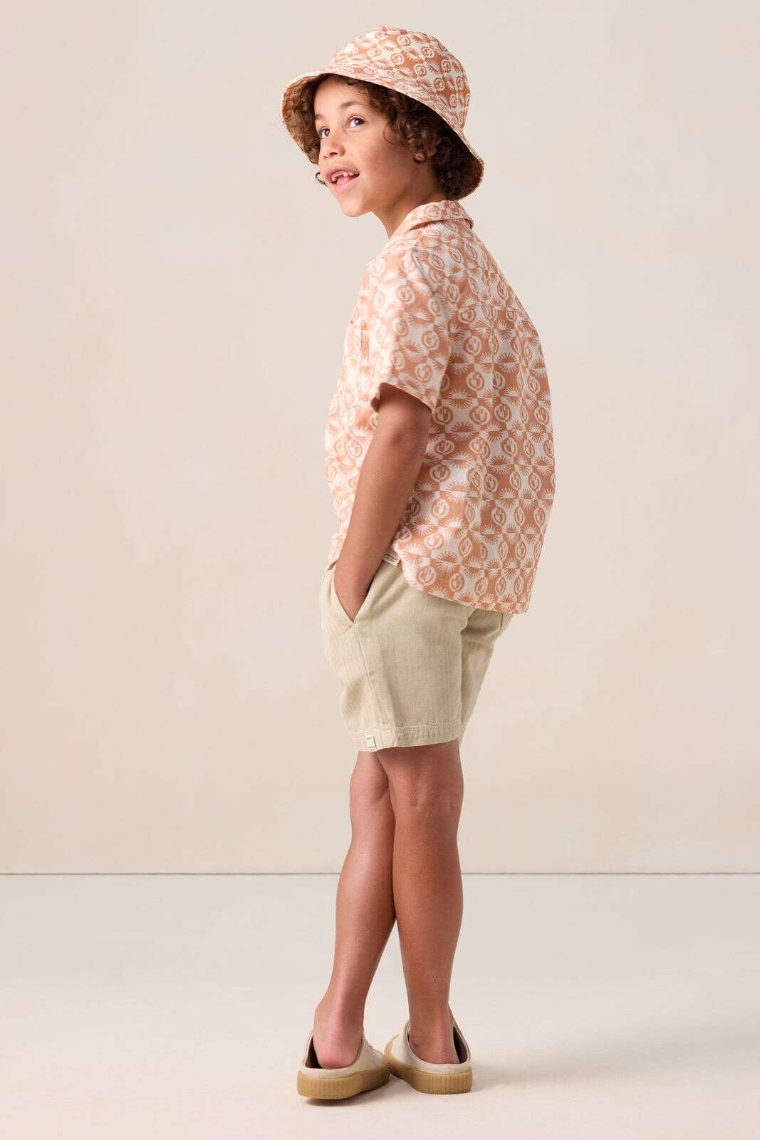 Oranje overhemd met smiley print