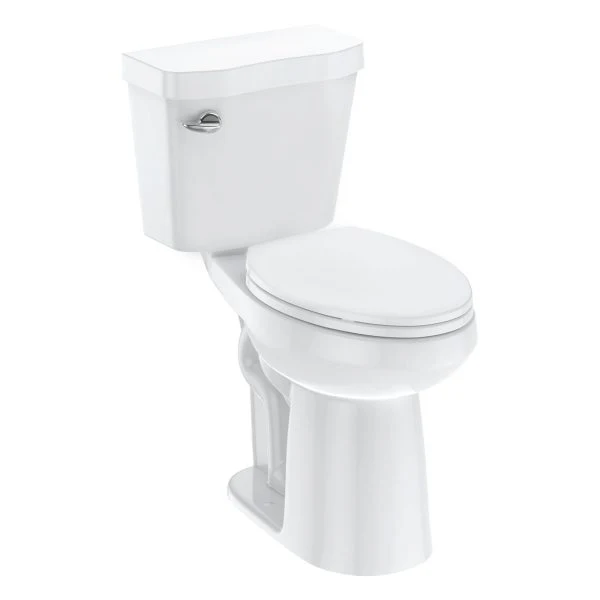 Toilettes allongées 21Toilet pour salles de bains, WC deux pièces avec abattant à fermeture ralentie, chasse d'eau siphonique de 1,28 po, hauteur universelle conforme aux normes ADA, blanc coton