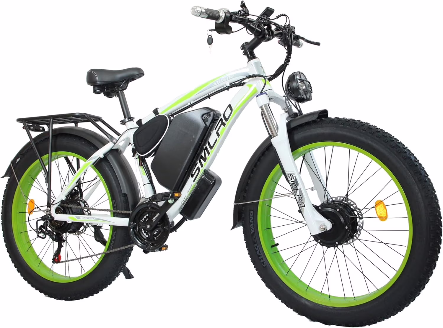 3000W Peak Dual Motor Ebike, 52V 30AH Battery Electric Bike for Adults, 7-Speed 40MPH AWD Ebike Mountain Snow E-Bike with 26" x 4.0 Fat Tire MTB Hydraulic Disc Brake for Off-Road Snow(Black Yellow) - Image 7