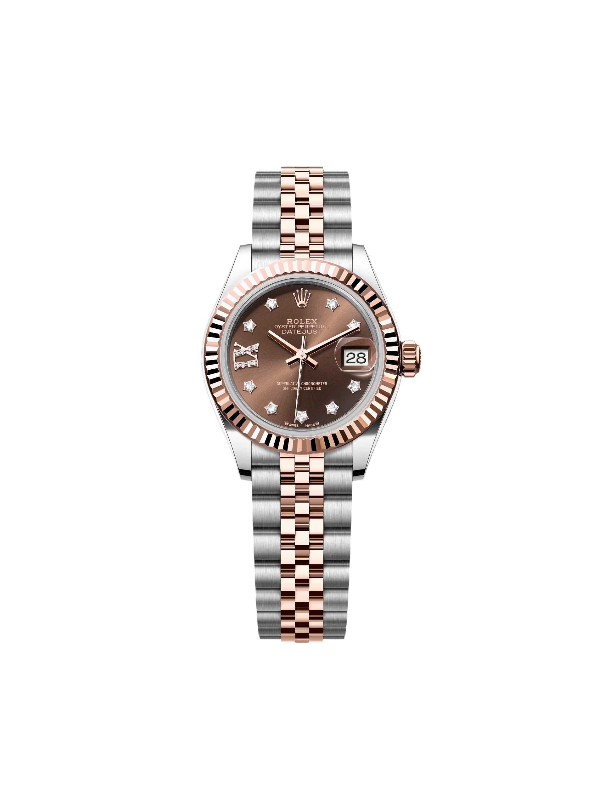 【Super Clone】RLX Lady-Datejust 28mm 279171 Chocolate Diamond Set Oyster Stainless Steel and Rose Gold