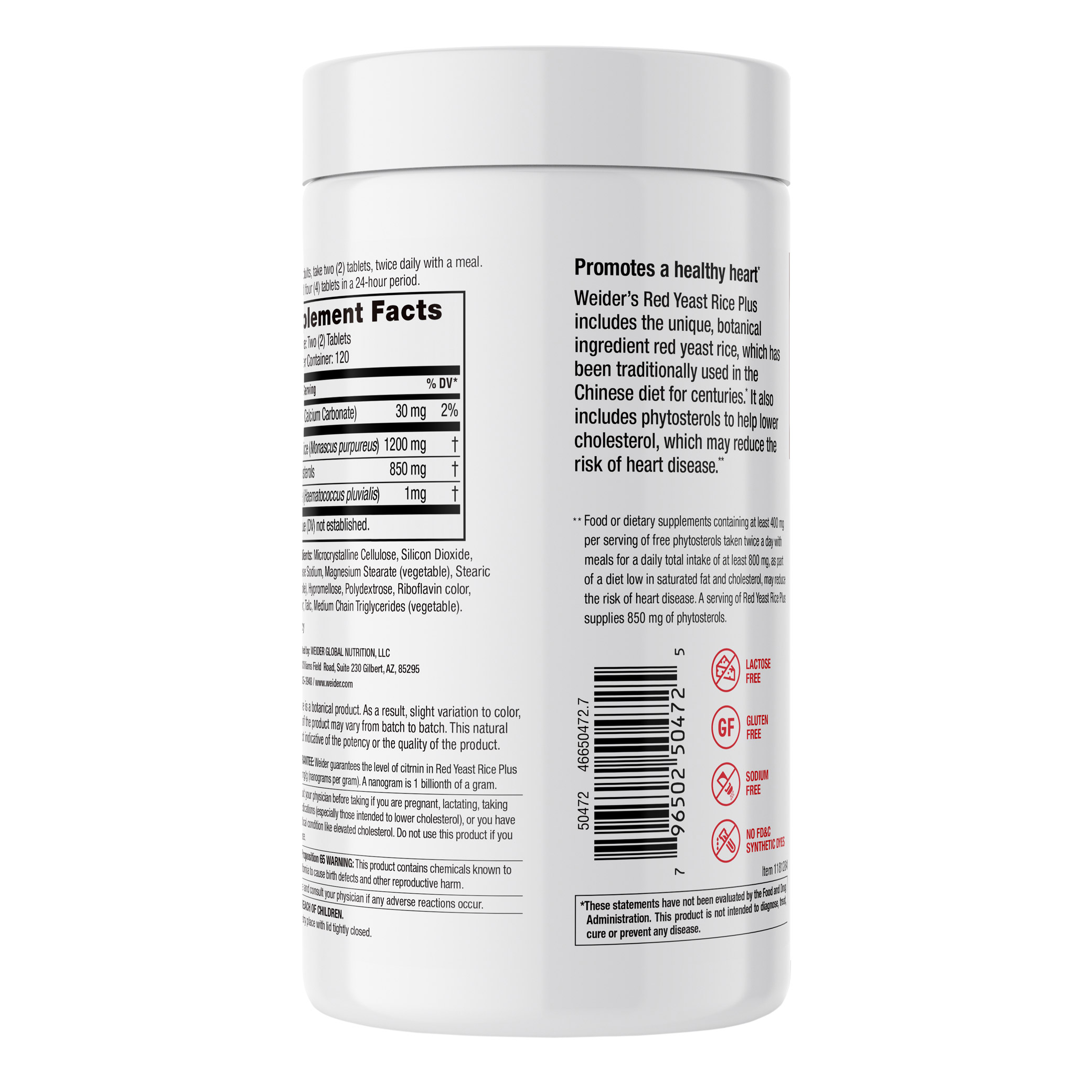 Weider Red Yeast Rice Plus 1200 Mg, 240 Tablets