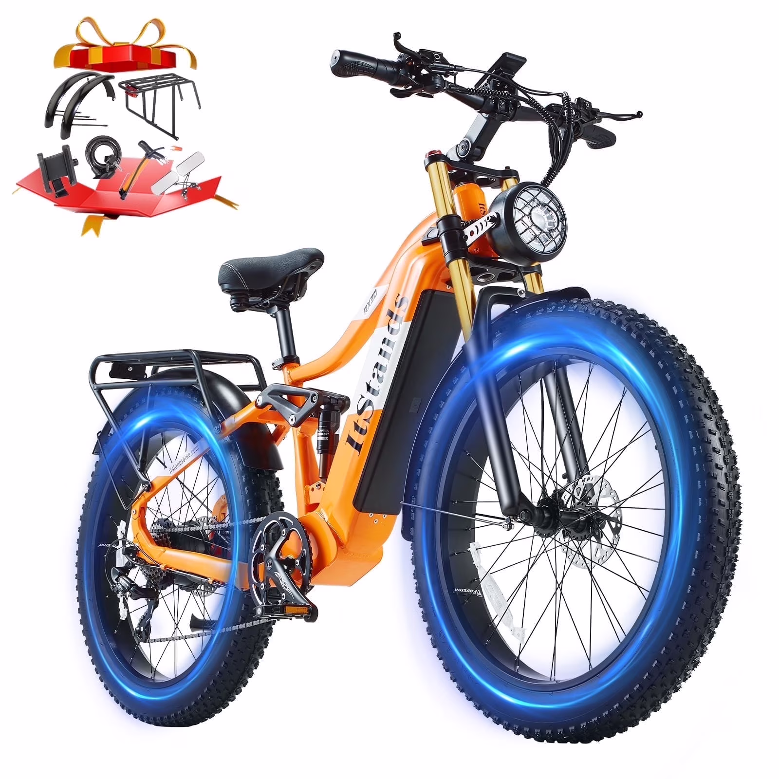 Electric Bike for Adults 26'', 1000W E-Mountain Bike 48V 30/20Ah UL2849 Removable Battery,Fat Tire Ebike up to 30MPH Off Road Beach Snow Electric Bicycles Full Suspension Dual Hydraulic Disc Brakes(RX80 20Ah) - Image 5